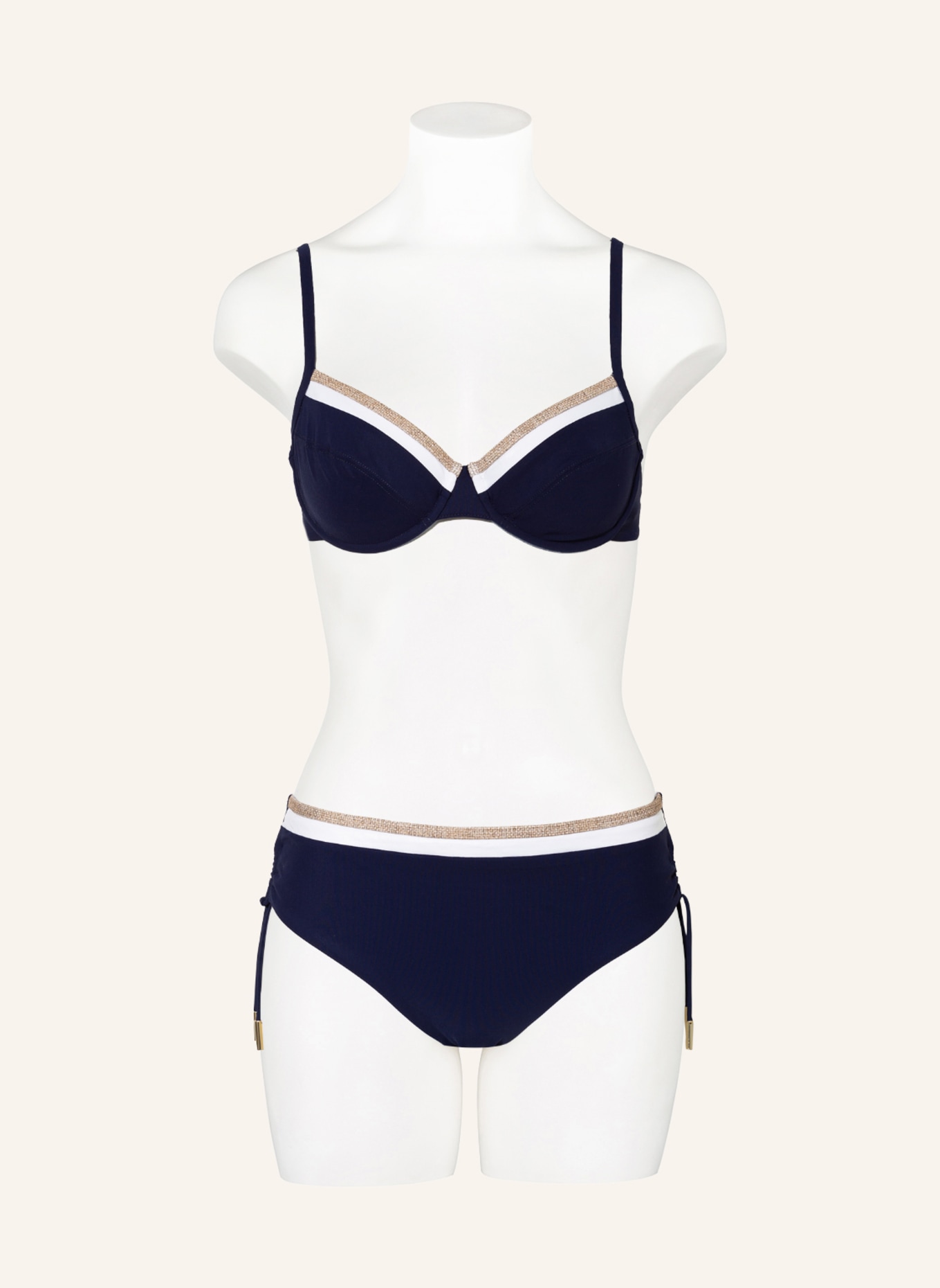 MARYAN MEHLHORN Bügel-Bikini-Top MARINER, Farbe: DUNKELBLAU/ WEISS/ GOLD (Bild 2)