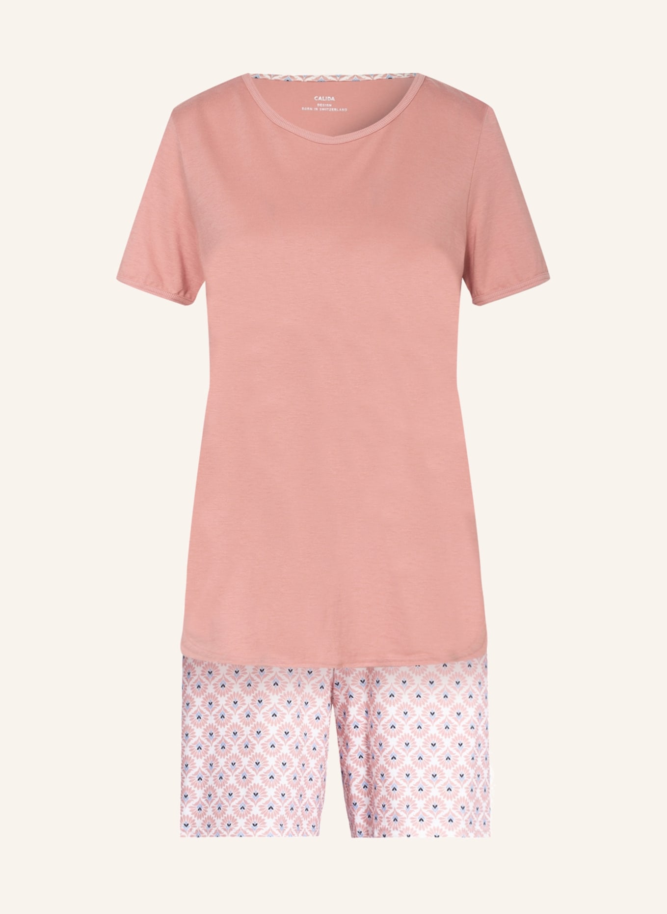 CALIDA Shorty pajamas LOVELY NIGHTS, Color: WHITE/ ROSE/ LIGHT BLUE (Image 1)