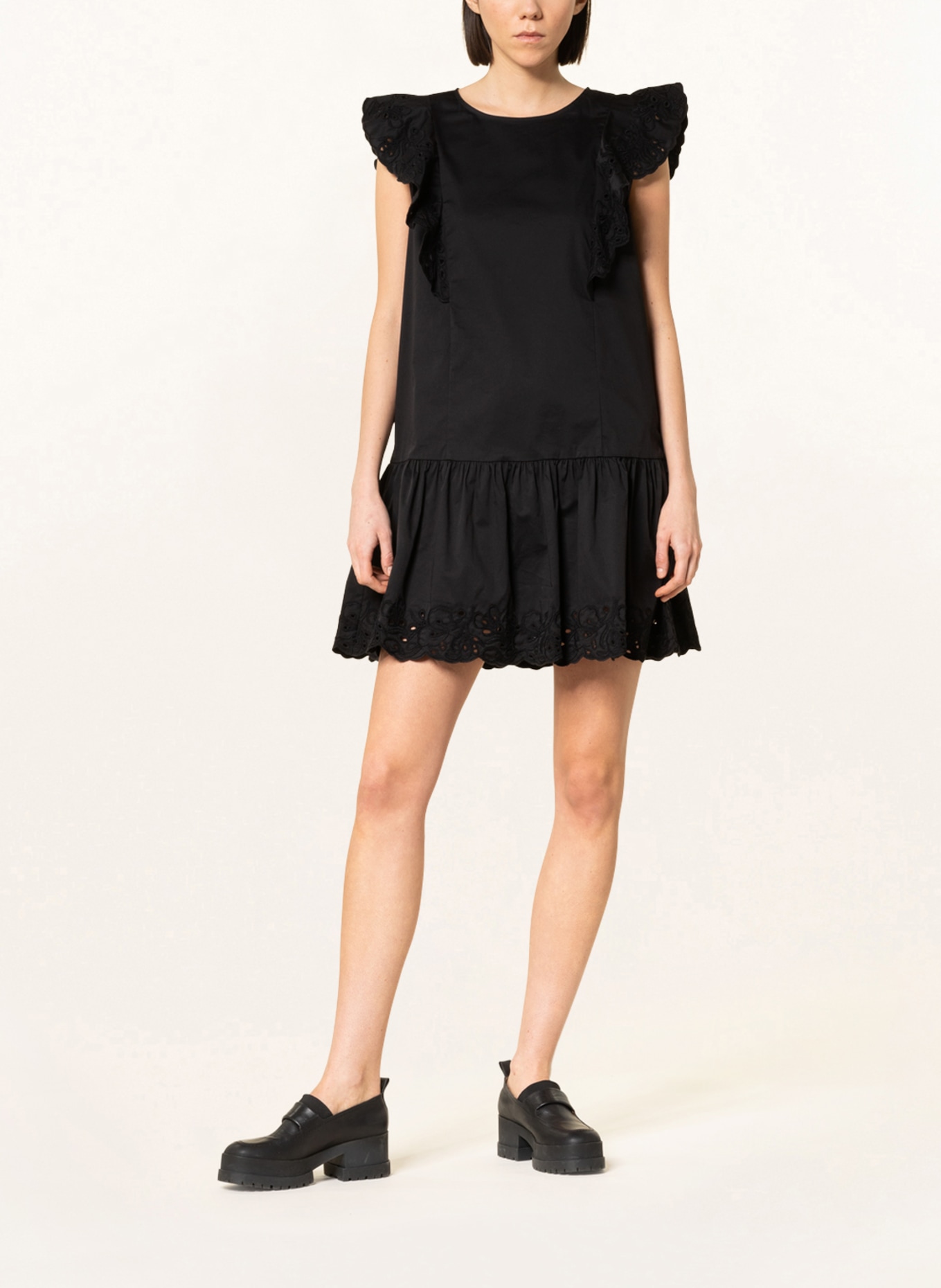 MARELLA Dress EVA with broderie anglaise, Color: BLACK (Image 2)