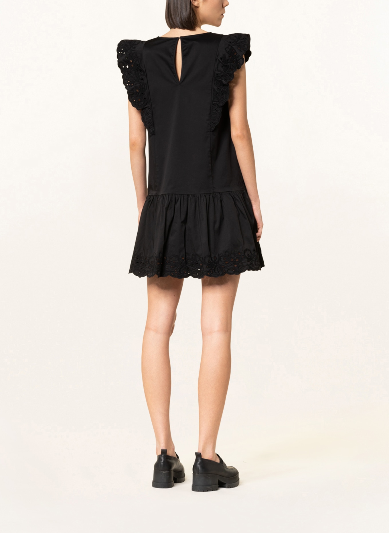 MARELLA Dress EVA with broderie anglaise, Color: BLACK (Image 3)