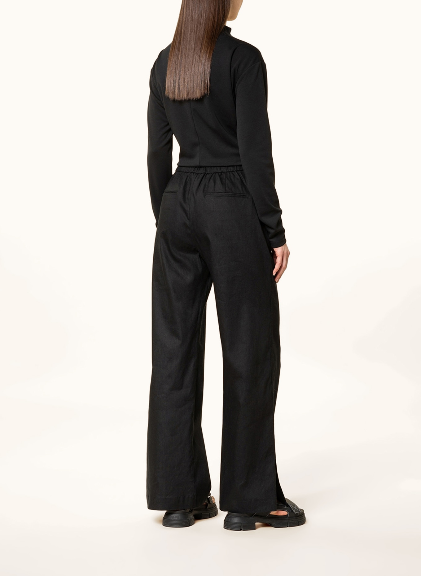 Calvin Klein Marlenehose mit Leinen , Farbe: SCHWARZ (Bild 3)
