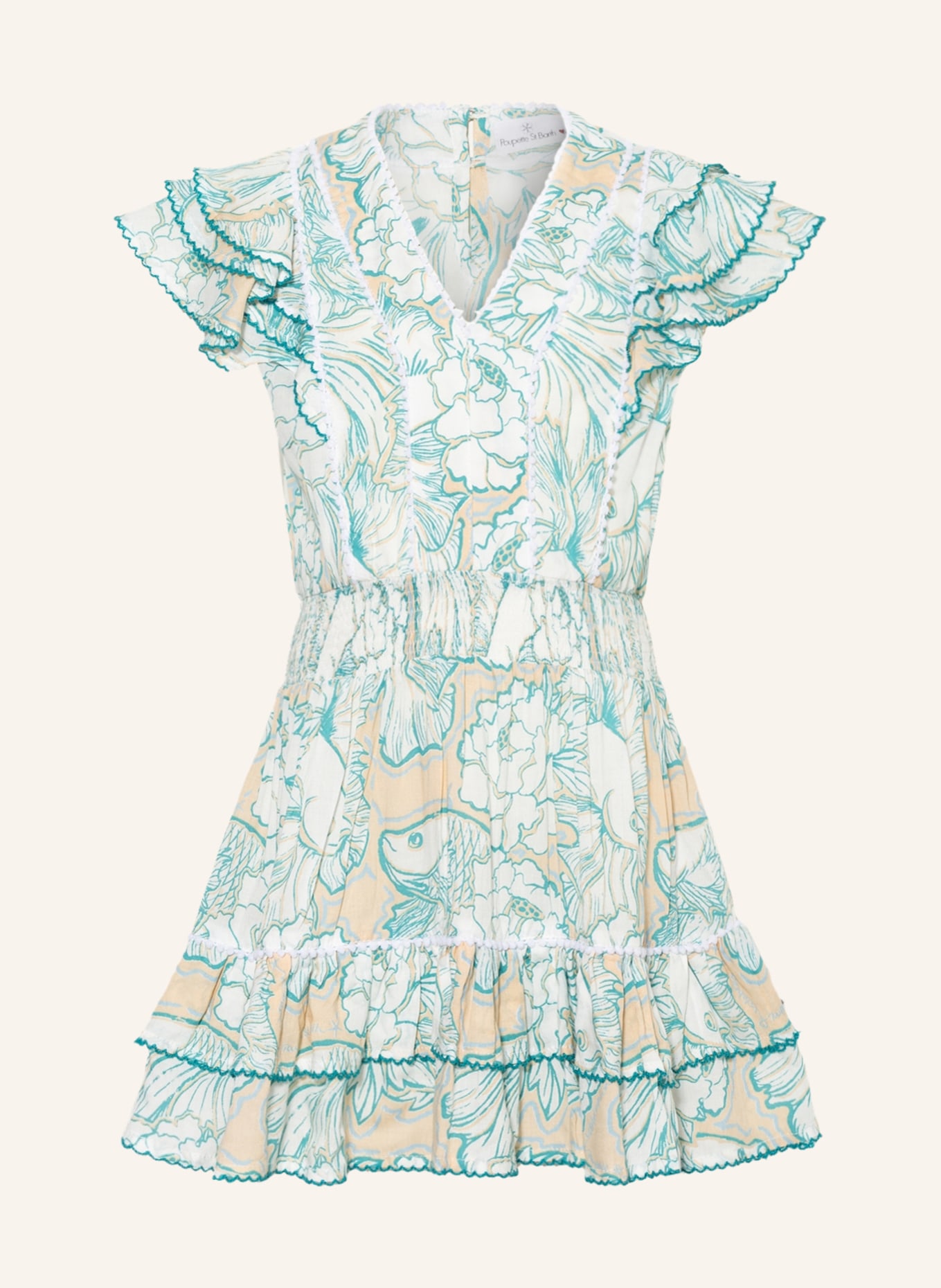 VILEBREQUIN Dress with frills, Color: WHITE/ LIGHT GREEN/ CREAM (Image 1)