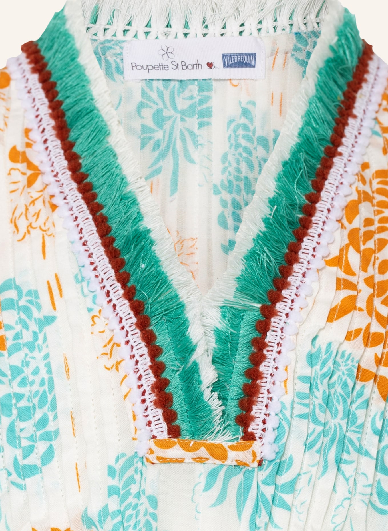VILEBREQUIN Sukienka plażowa IRIDESCENT FLOWERS OF JOY, Kolor: BIAŁY/ TURKUSOWY/ POMARAŃCZOWY (Obrazek 3)