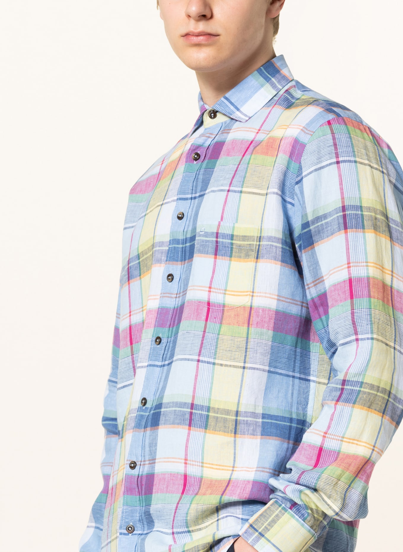 OLYMP Leinenhemd Modern Fit , Farbe: FUCHSIA/ HELLGELB/ BLAU (Bild 4)