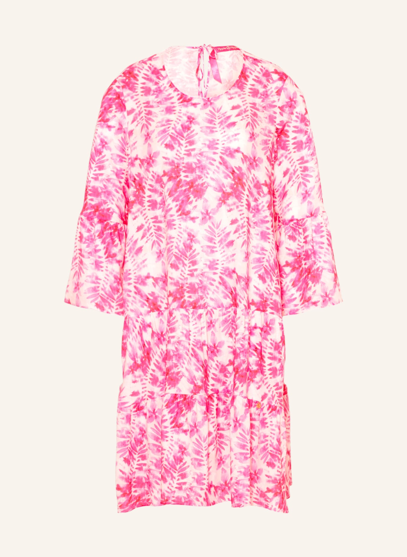 yippie hippie Dress with 3/4 sleeves, Color: PINK/ WHITE (Image 1)