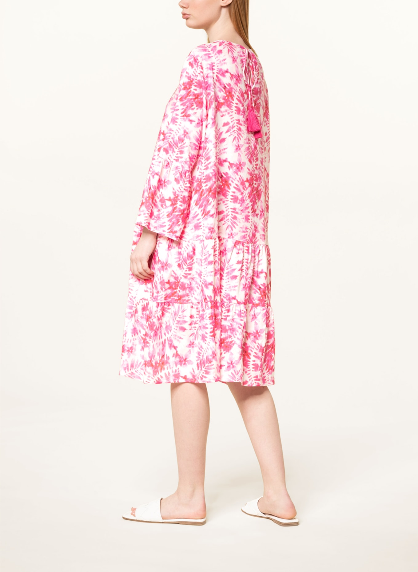 yippie hippie Dress with 3/4 sleeves, Color: PINK/ WHITE (Image 3)