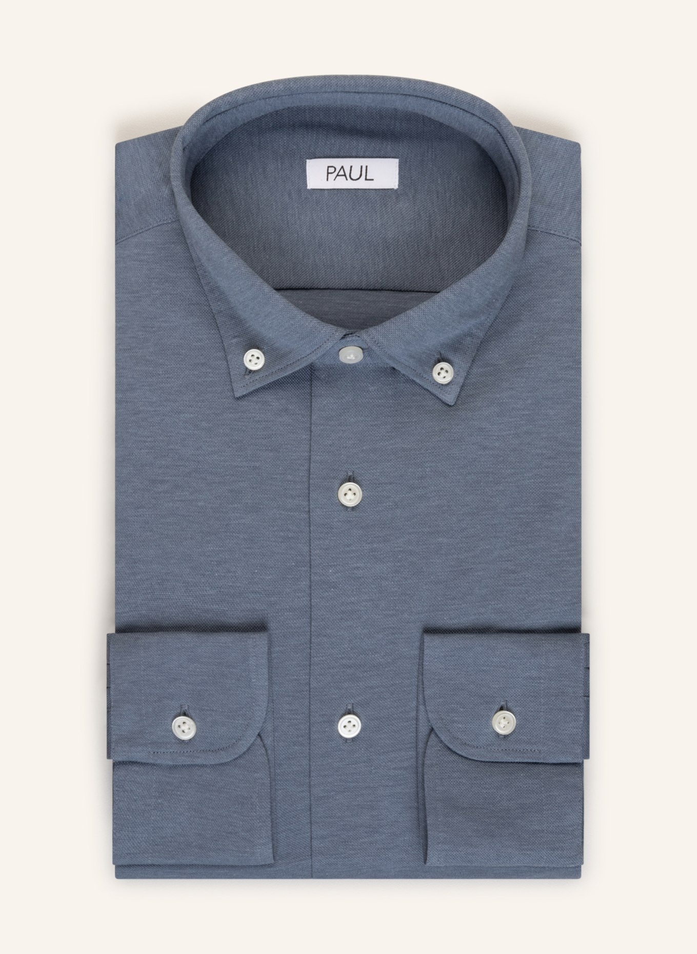 PAUL Piqué shirt slim fit, Color: BLUE GRAY (Image 1)