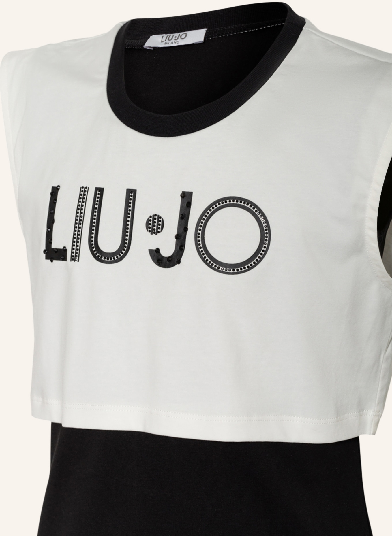 LIU JO Jerseykleid mit Schmucksteine, Farbe: SCHWARZ/ WEISS (Bild 3)
