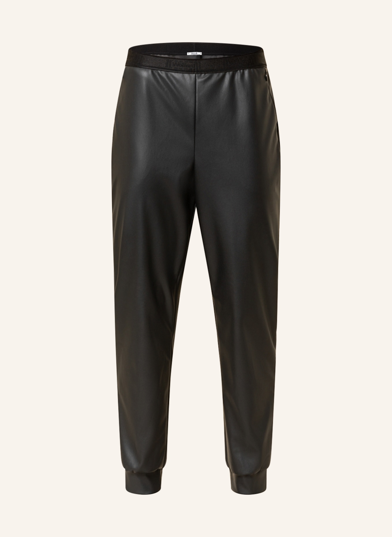 Wolford 7/8 trousers in jogger style in leather look, Color: BLACK (Image 1)