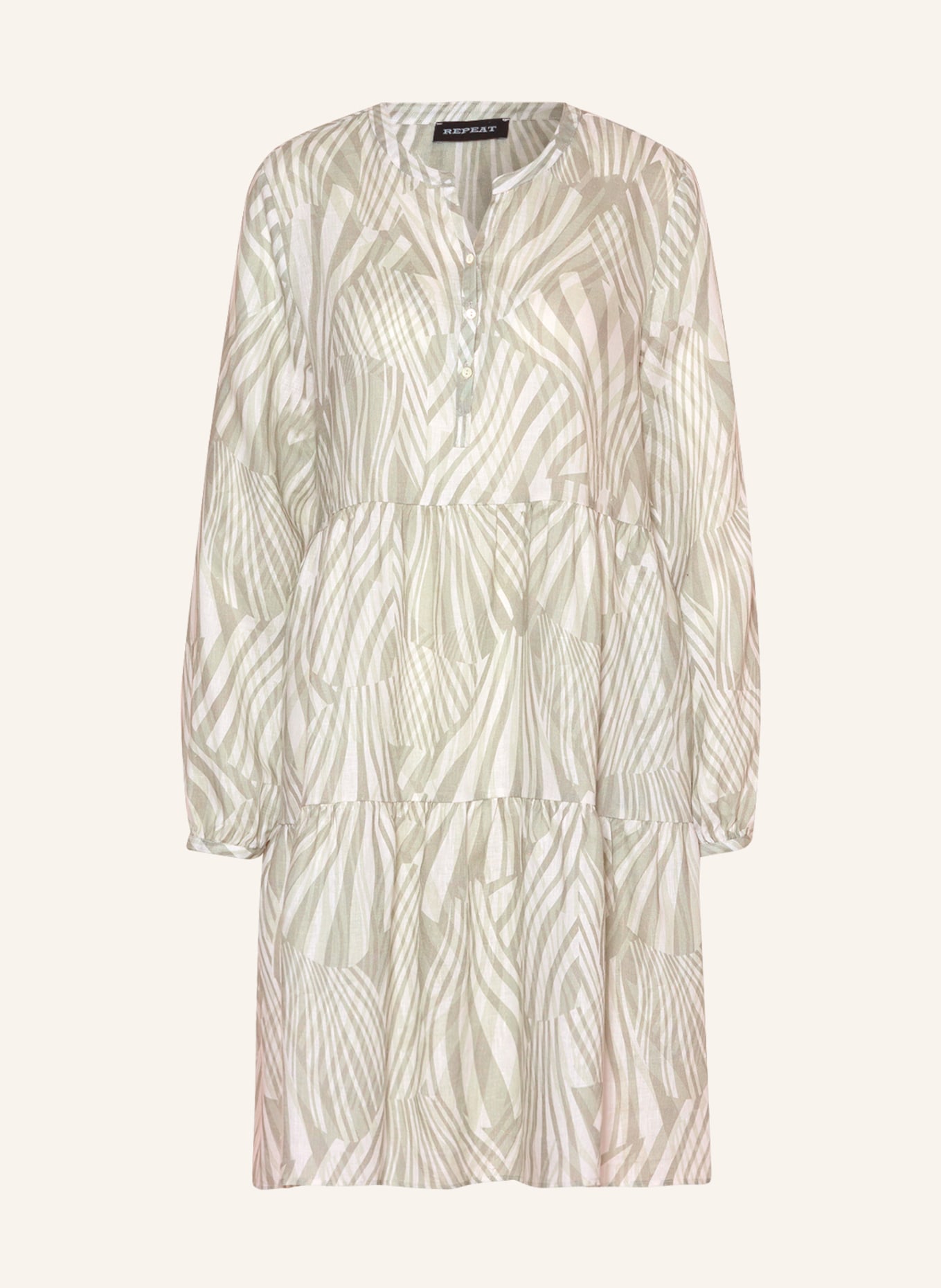 REPEAT Linen dress, Color: WHITE/ GRAY (Image 1)