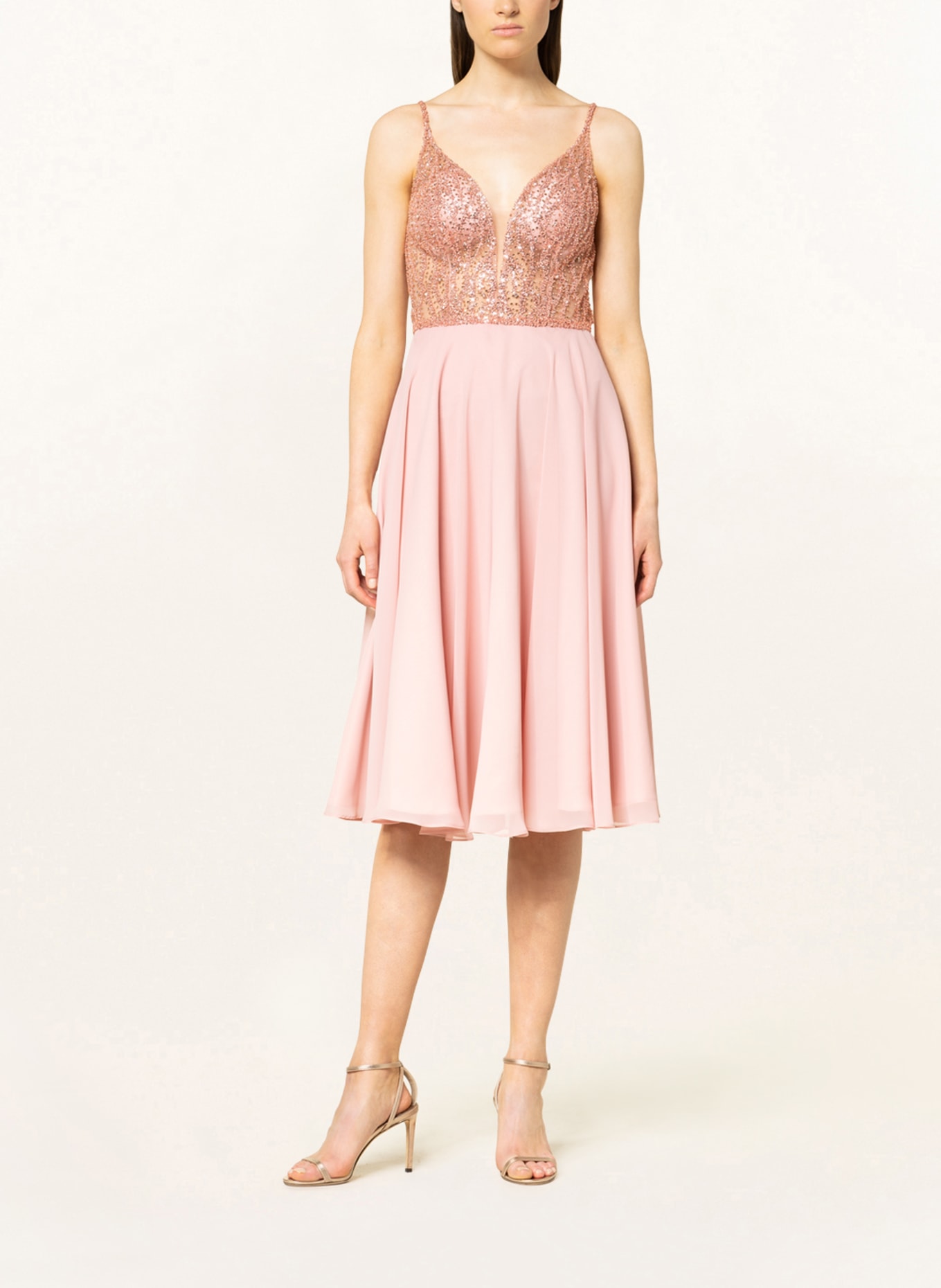 SWING Cocktail dress with bead trim, Color: DUSKY PINK (Image 2)