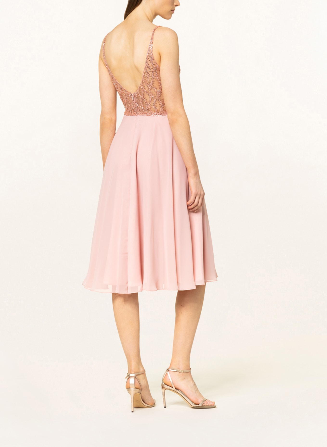 SWING Cocktail dress with bead trim, Color: DUSKY PINK (Image 3)
