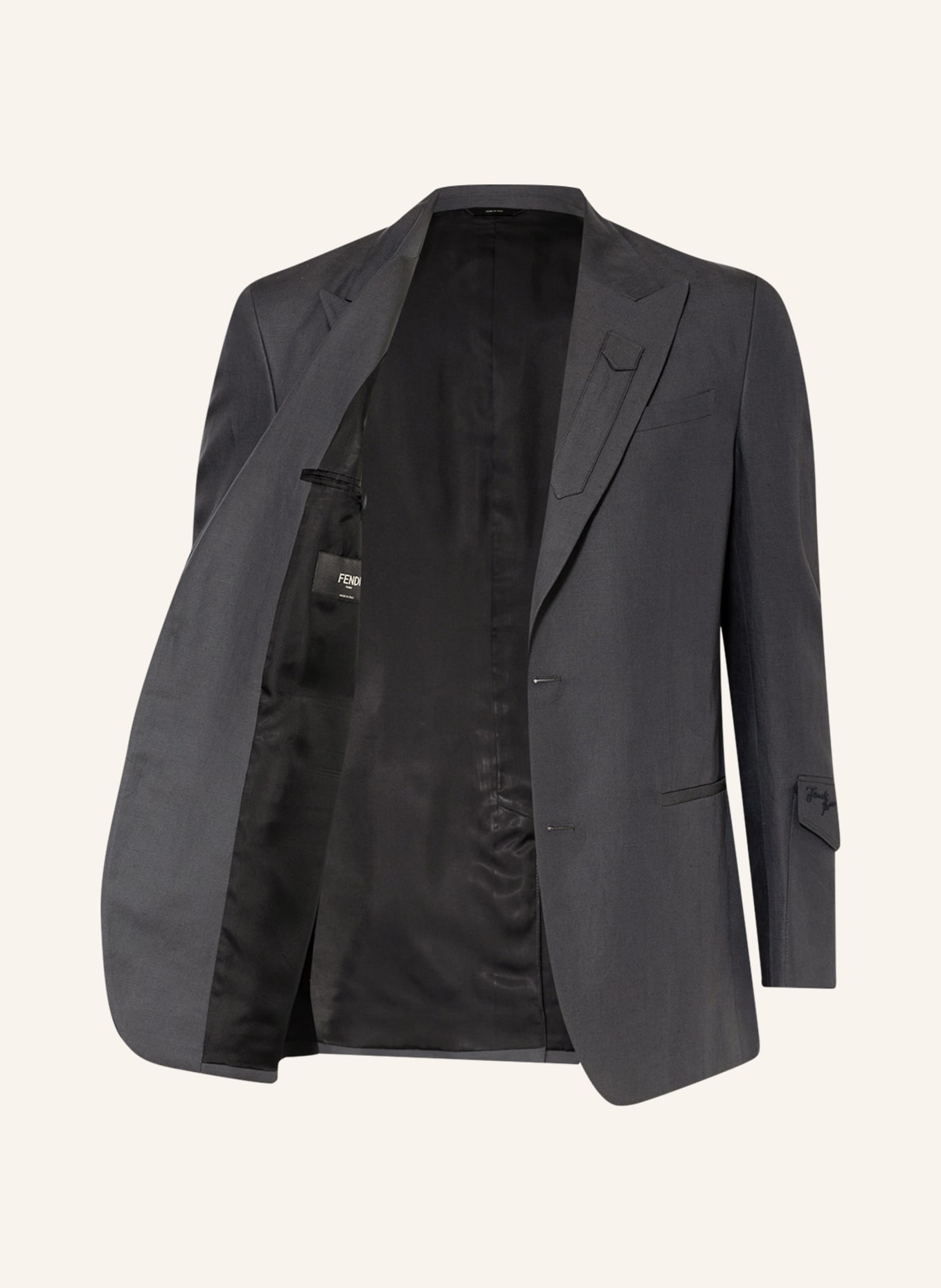 FENDI Combi blazer regular fit with linen, Color: DARK GRAY (Image 4)