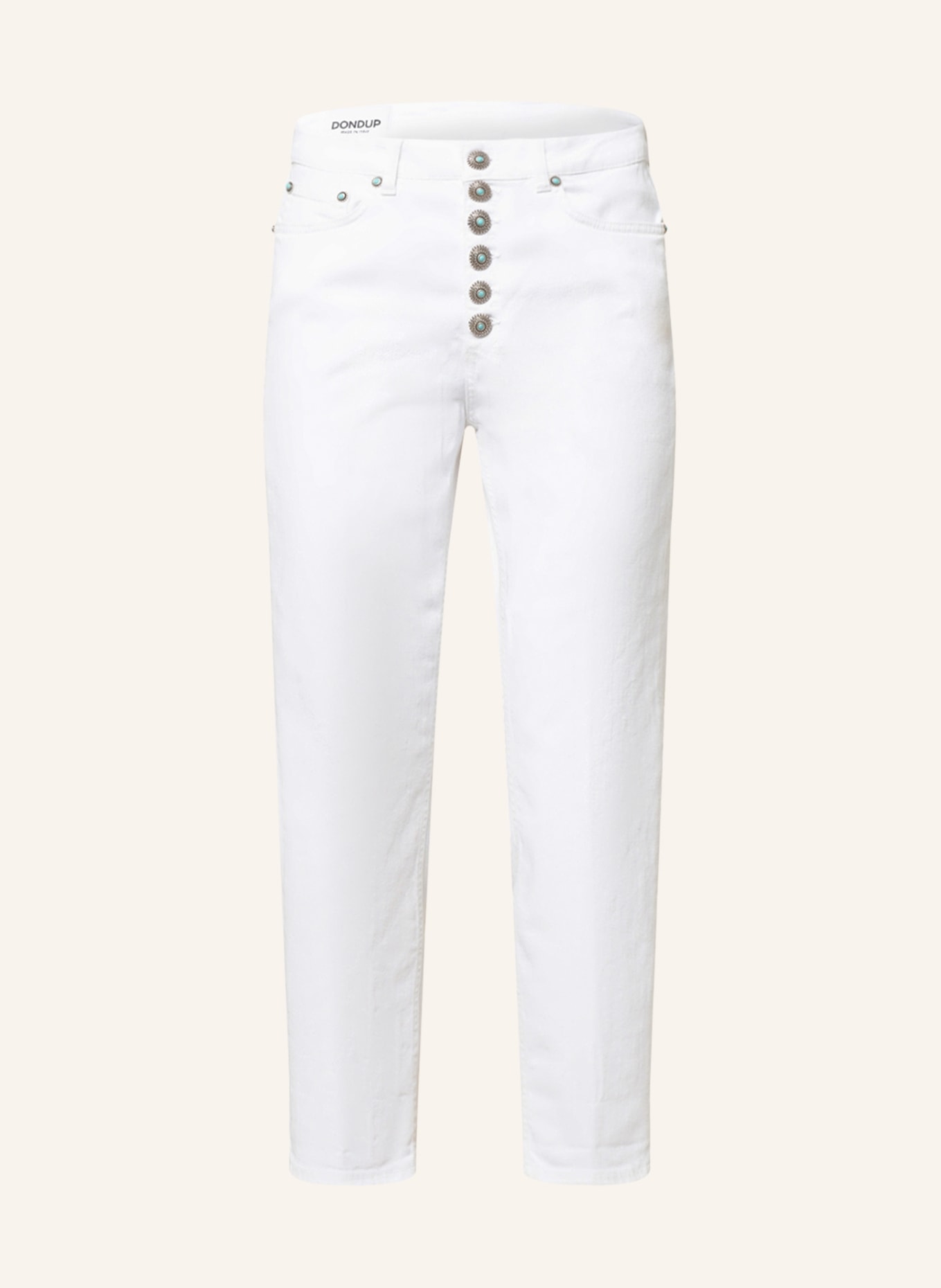 Dondup 7 8 jeans KOONS with decorative gems in white
