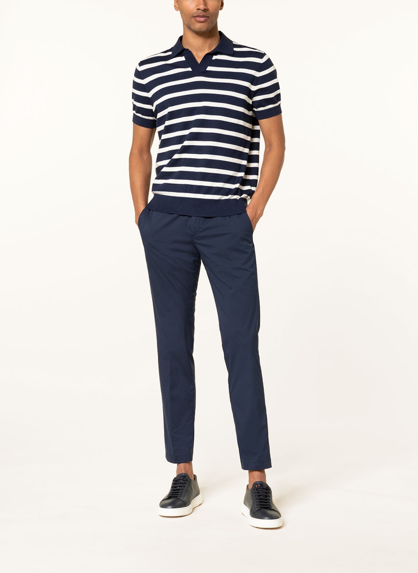 HILTL Chino Slim Straight Fit: TMAVĚ MODRÁ
