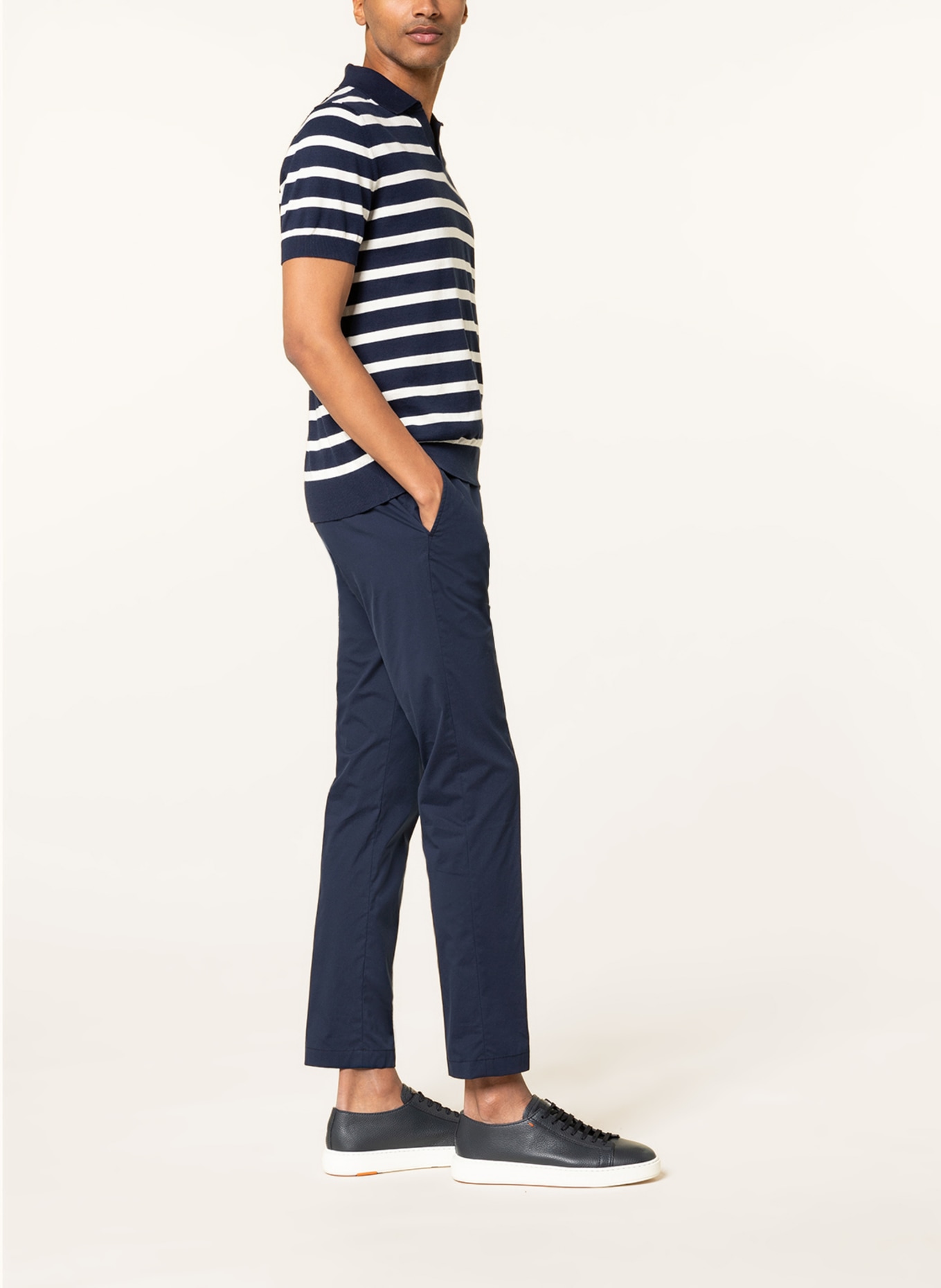 HILTL Chino Slim Straight Fit: TMAVĚ MODRÁ