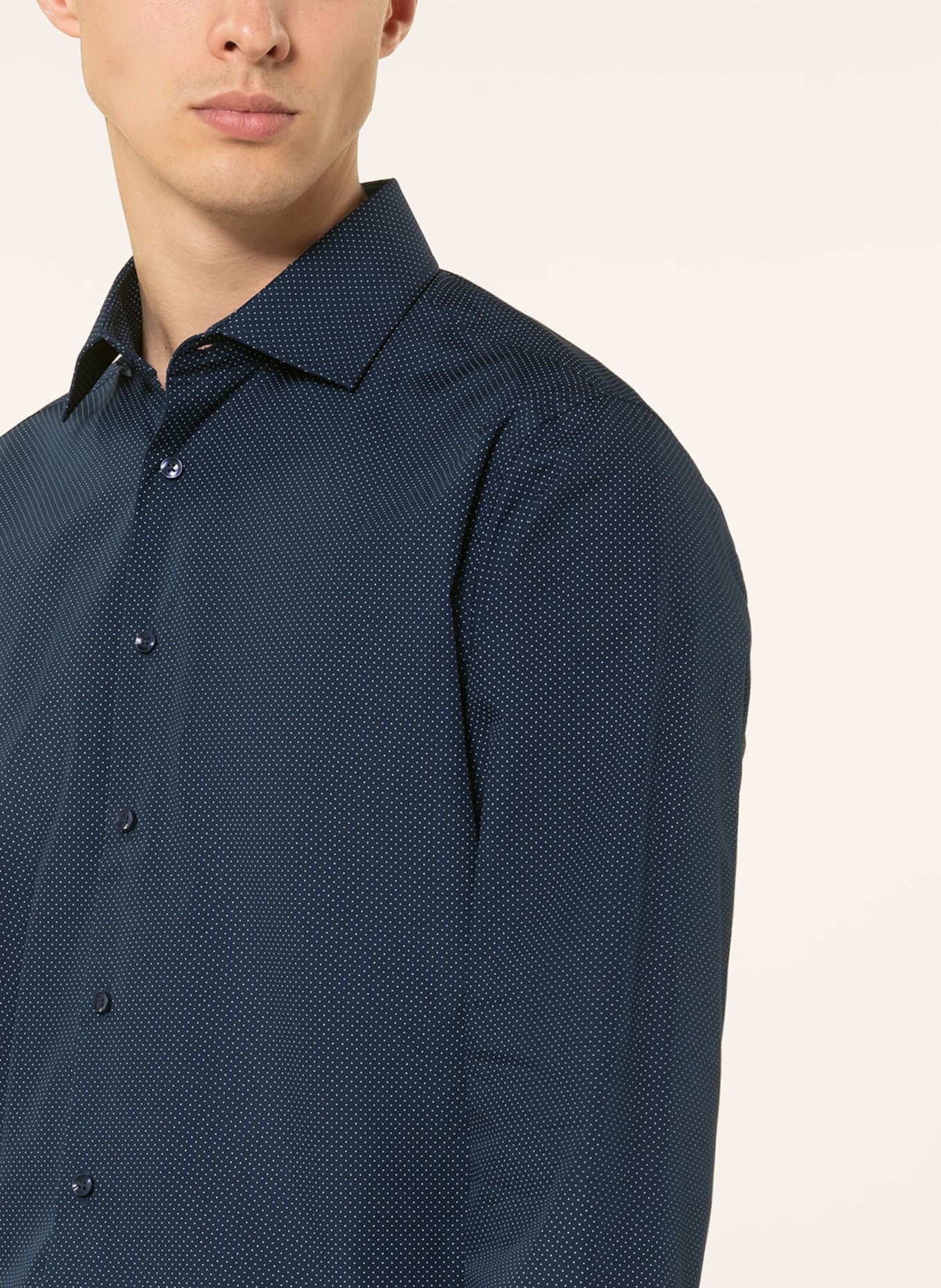 seidensticker Shirt shaped fit, Color: DARK BLUE/ WHITE (Image 4)