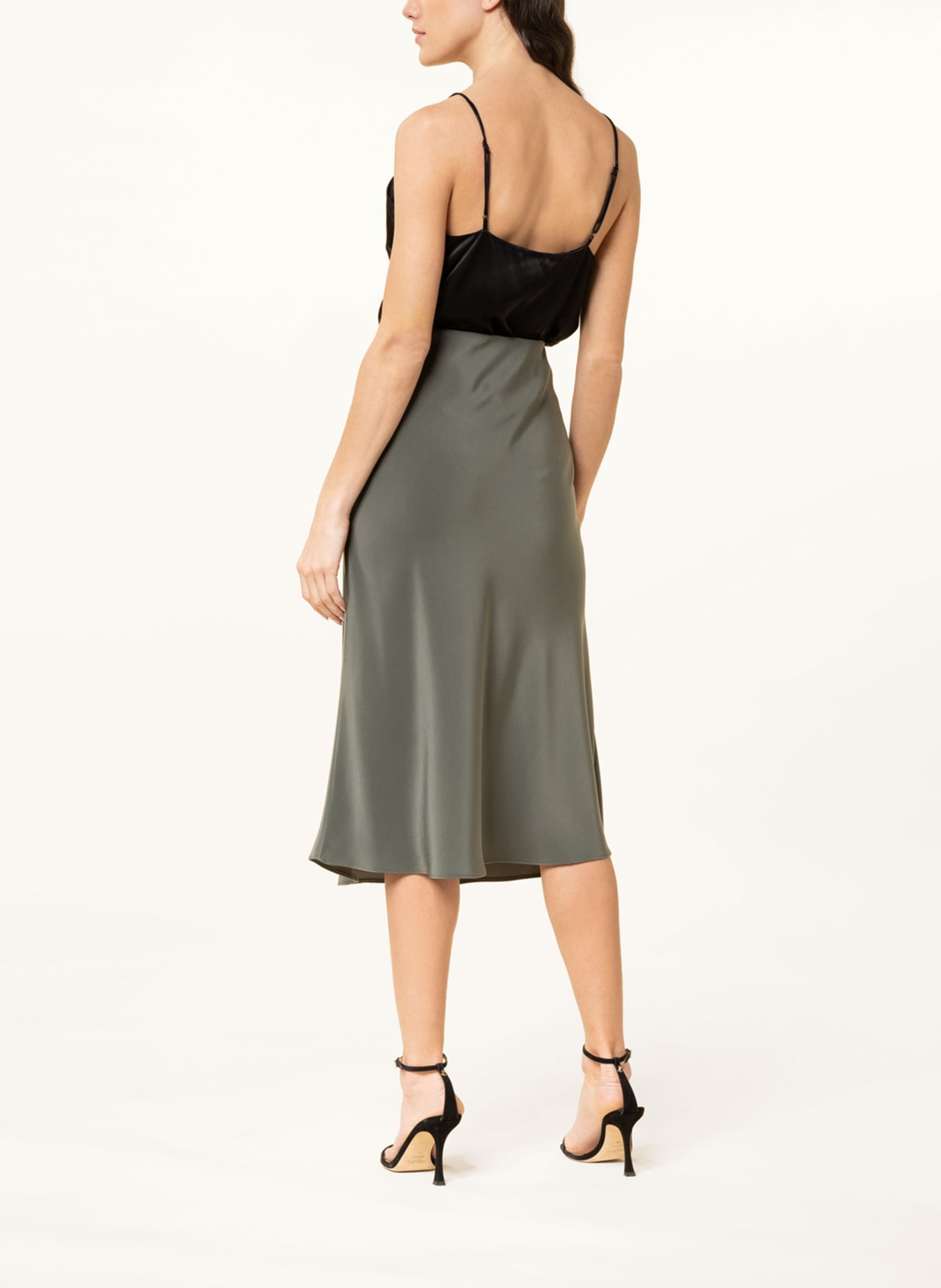 V by Vera Mont Satin skirt: OLIVE