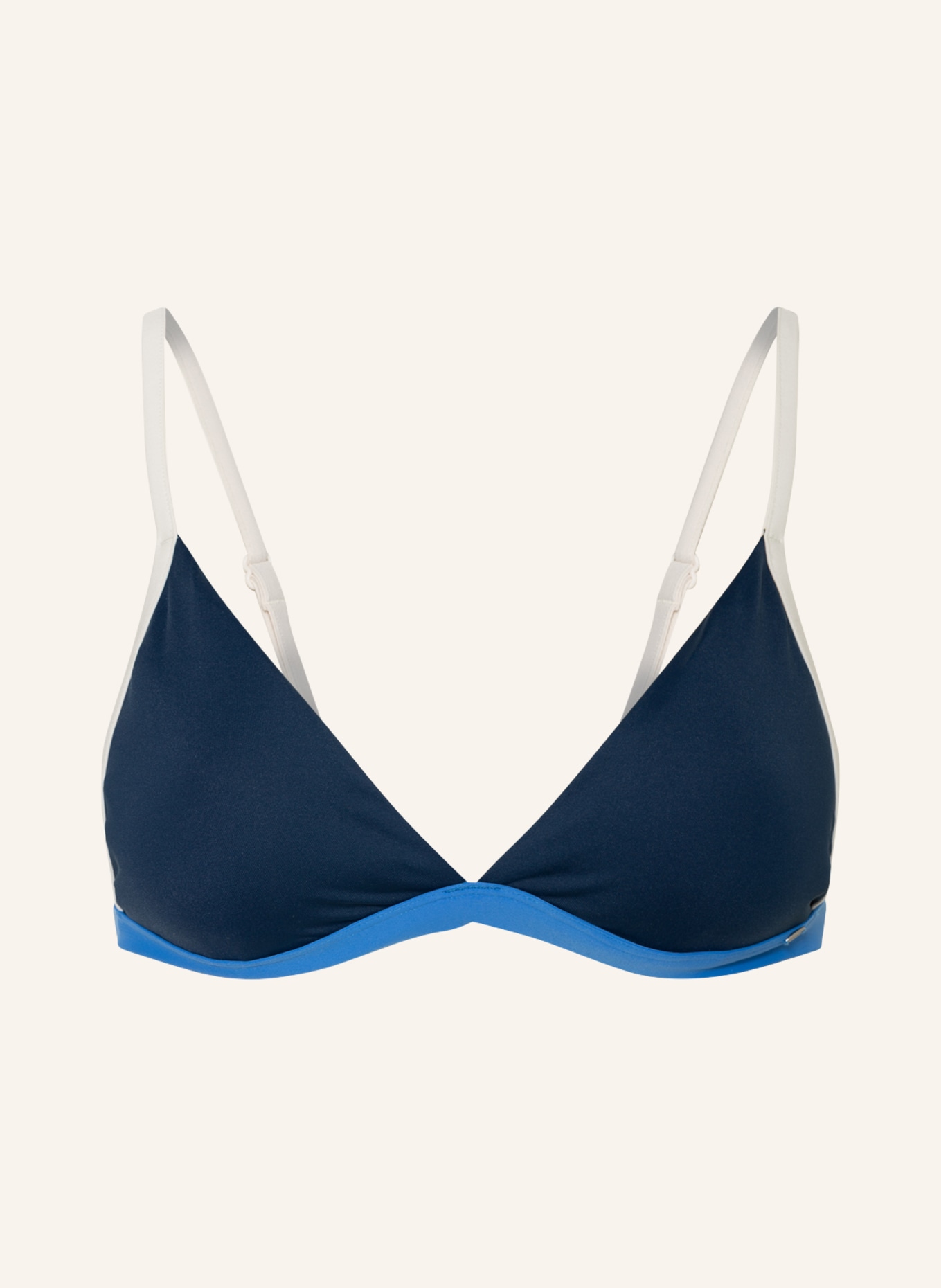 Skiny Sunset Glamour Triangle bikini top EVERY SUMMER, Color: DARK BLUE/ BLUE/ WHITE (Image 1)