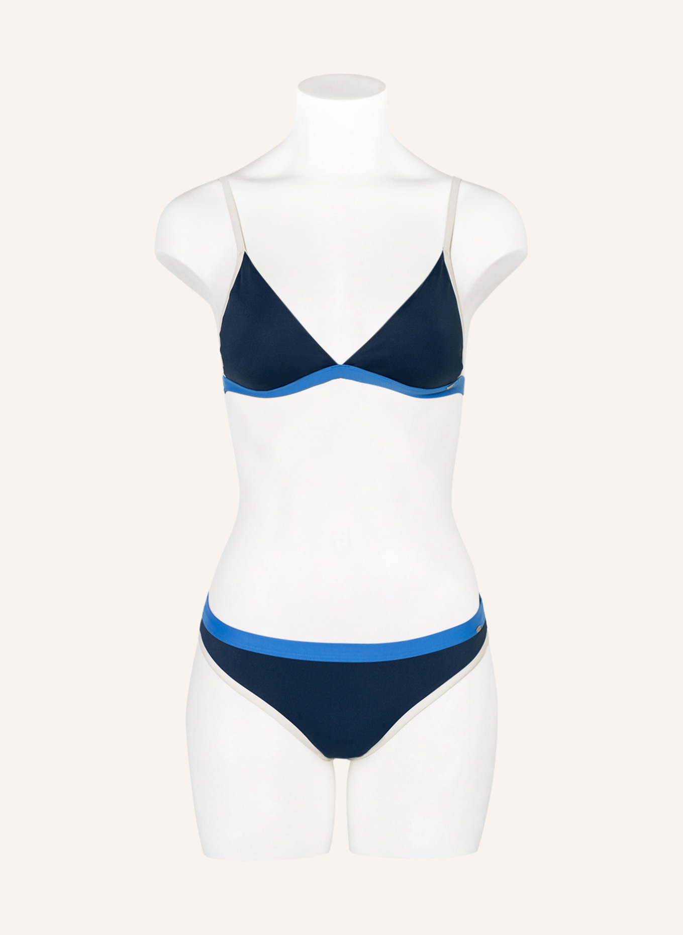 Skiny Sunset Glamour Triangle bikini top EVERY SUMMER, Color: DARK BLUE/ BLUE/ WHITE (Image 2)