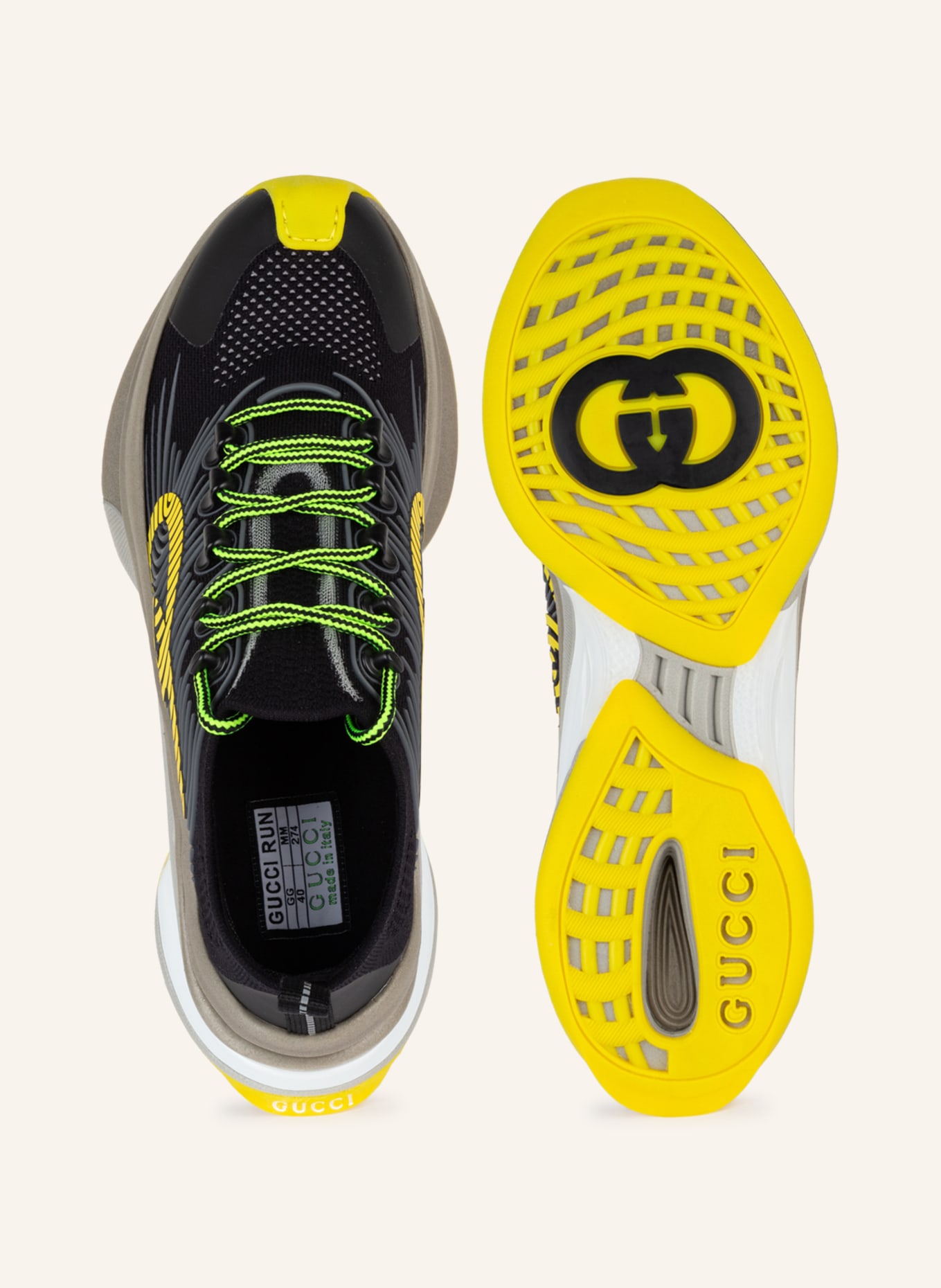 GUCCI Sneakers RUN , Color: BLACK/ YELLOW/ GRAY (Image 5)