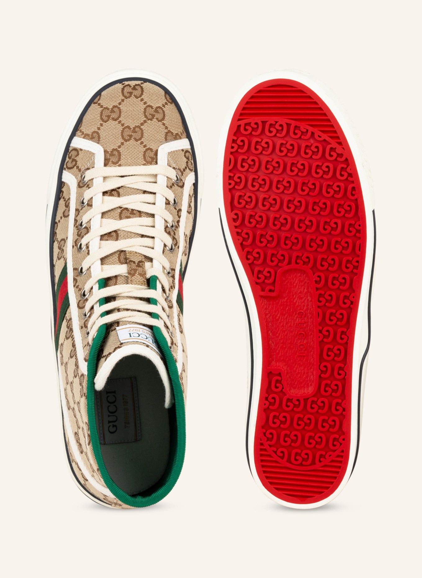 GUCCI High-top sneakers TENNIS 1977, Color: CAMEL/ GREEN/ RED (Image 5)