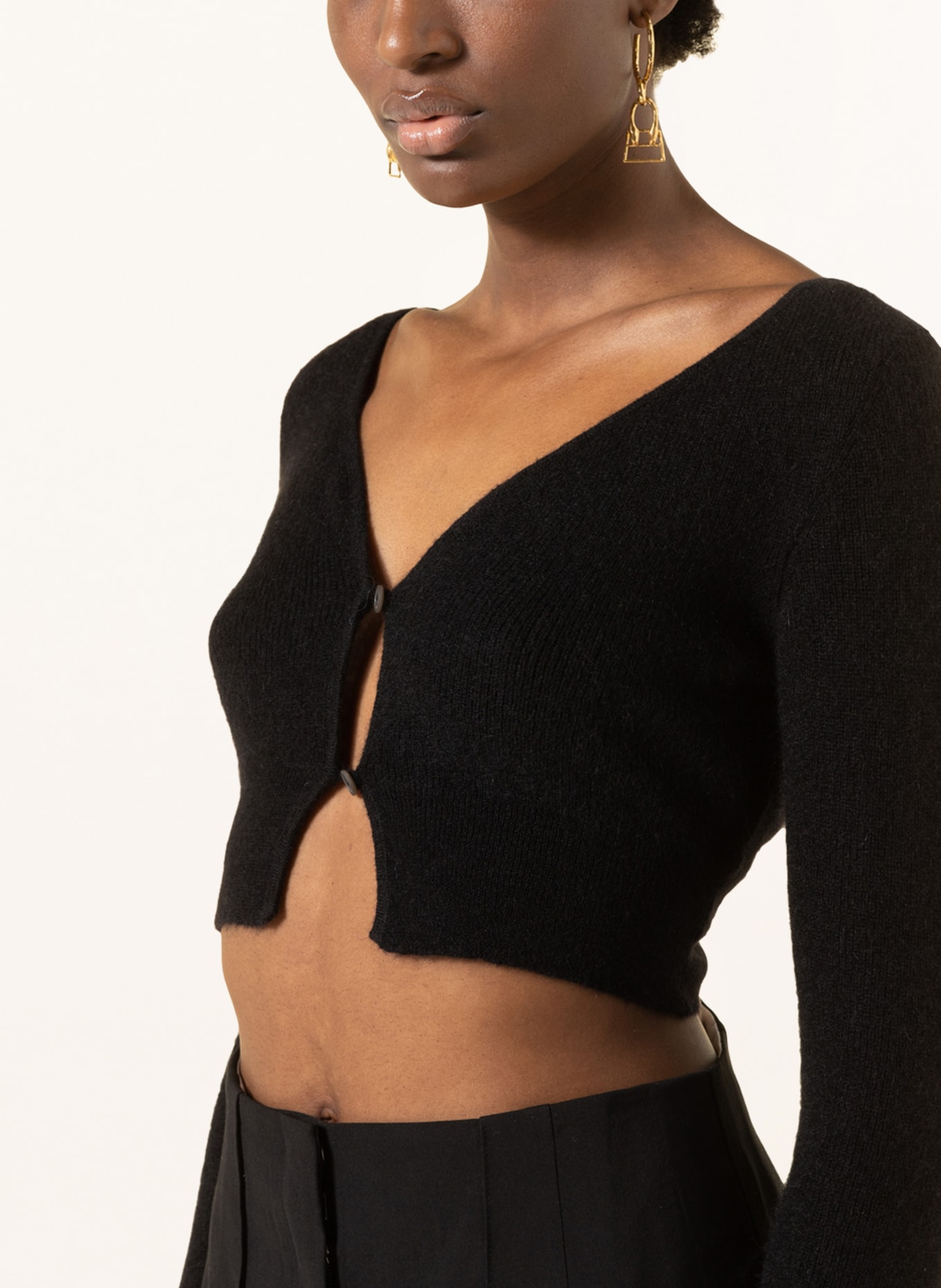 JACQUEMUS Cropped cardigan with mohair, Color: BLACK (Image 4)