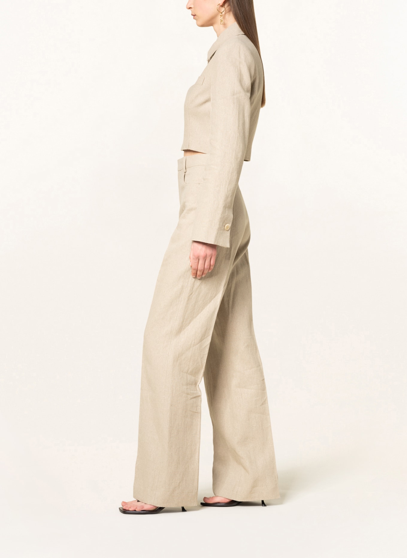 JACQUEMUS Wide leg trousers LE PANTALON SAUGE in linen, Color: BEIGE (Image 4)