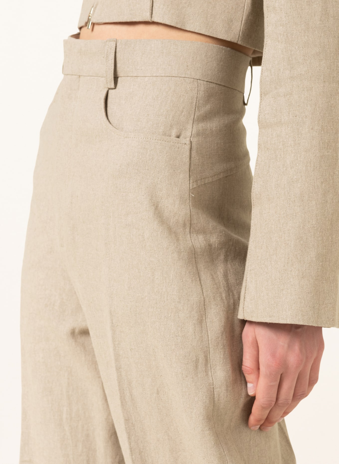 JACQUEMUS Spodnie marlena LE PANTALON SAUGE z lnu, Kolor: BEŻOWY (Obrazek 5)