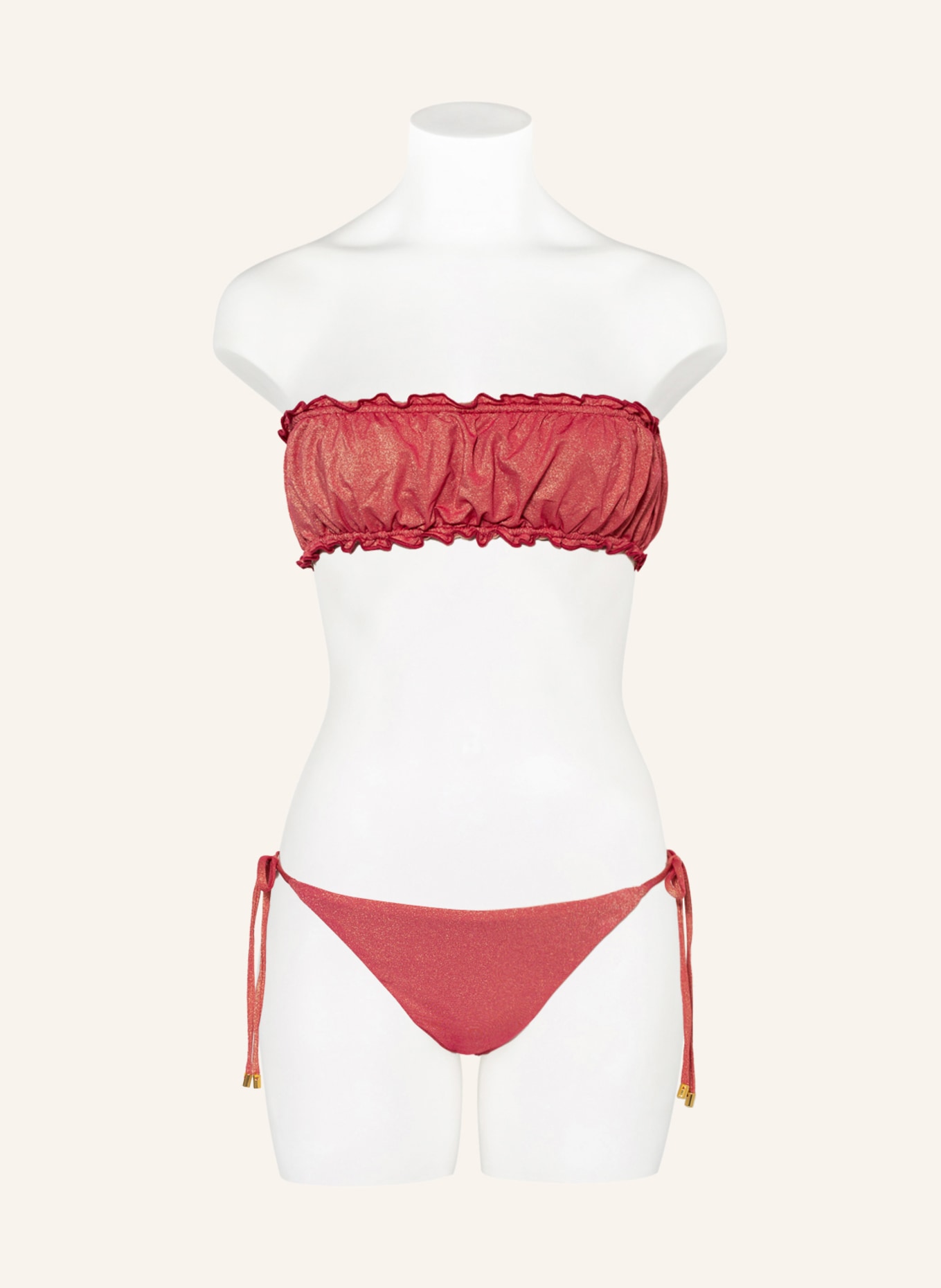 PILYQ Bandeau bikini top ARCADIA , Color: LIGHT RED (Image 2)