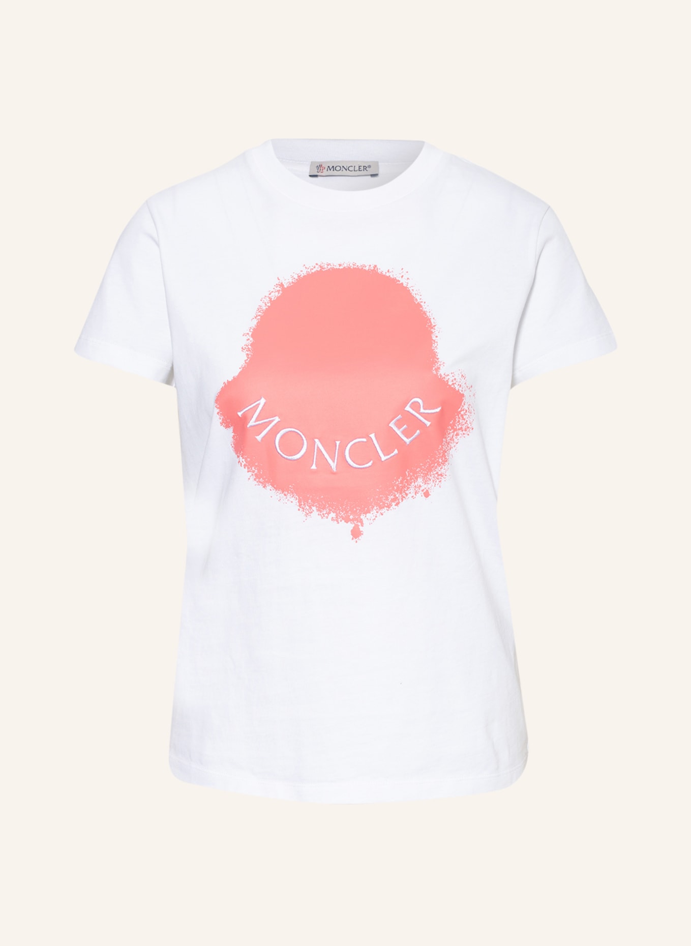 MONCLER T-shirt with embroidery, Color: WHITE (Image 1)