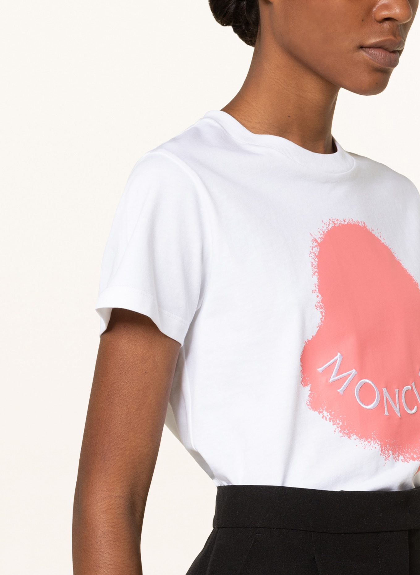 MONCLER T-shirt with embroidery, Color: WHITE (Image 4)