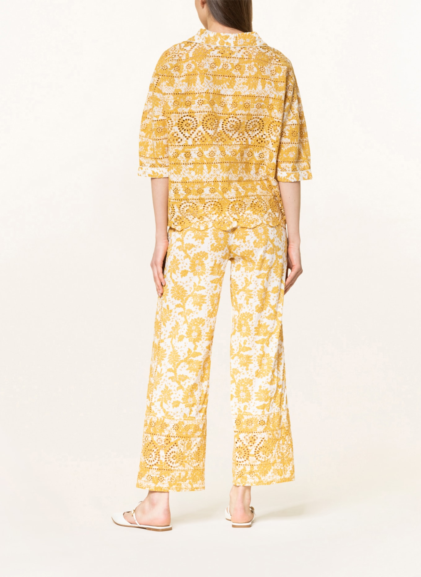 STELLA FOREST Blouse BRIGITTE with lace, Color: DARK YELLOW/ WHITE (Image 3)