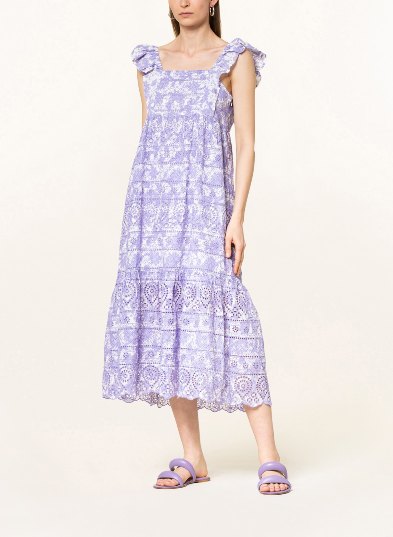 STELLA FOREST Dress BRIGITTE with lace, Color: WHITE/ LIGHT PURPLE (Image 2)