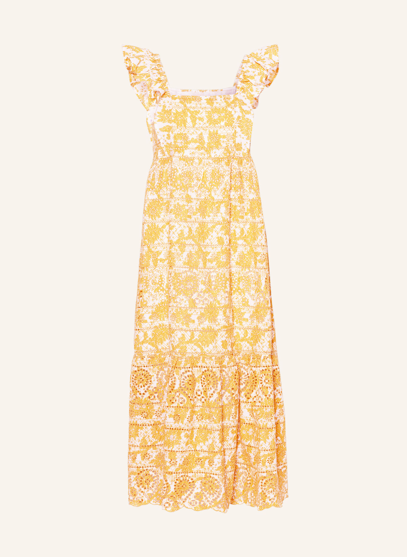 STELLA FOREST Sukienka BRIGITTE z dziurkowaną koronką, Kolor: CIEMNOŻÓŁTY/ ECRU (Obrazek 1)