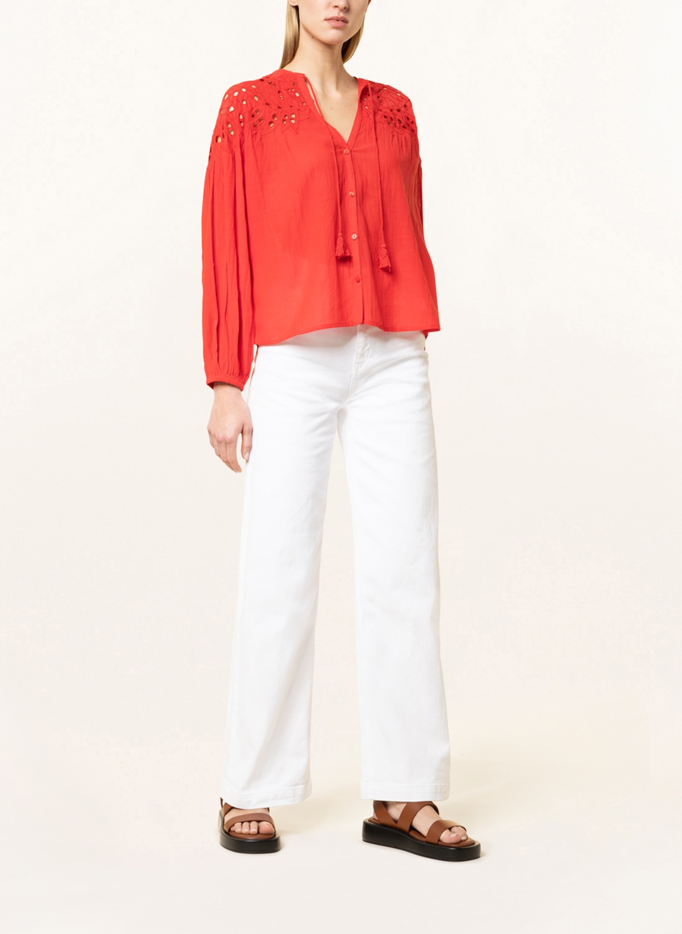 Pepe Jeans Blouse KAYLA with broderie anglaise, Color: RED (Image 2)