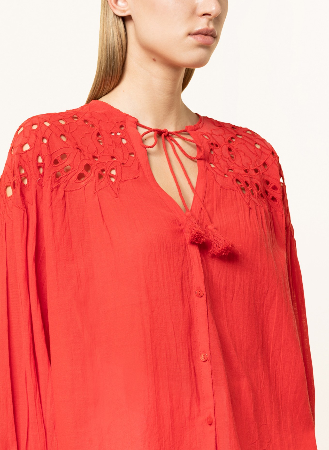 Pepe Jeans Blouse KAYLA with broderie anglaise, Color: RED (Image 4)