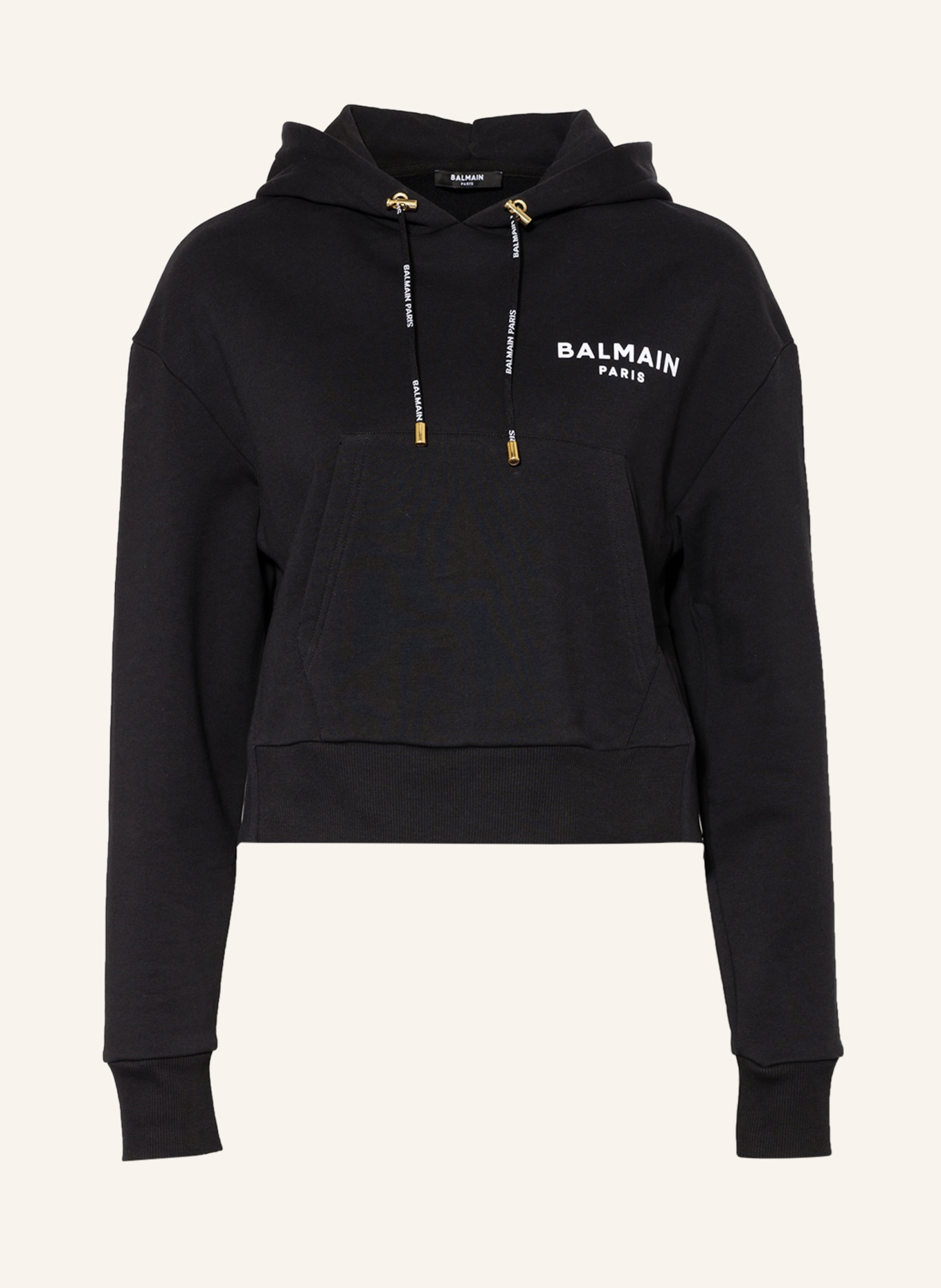 BALMAIN Cropped hoodie , Color: BLACK/ WHITE (Image 1)
