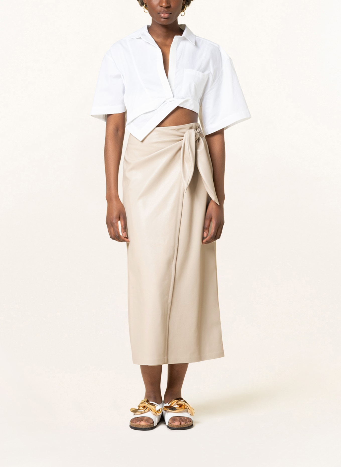 Nanushka Wrap skirt AMAS in leather look, Color: BEIGE (Image 2)
