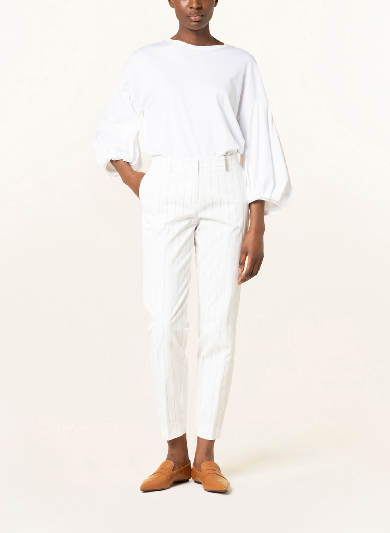 FABIANA FILIPPI Trousers, Color: WHITE/ TAUPE (Image 2)