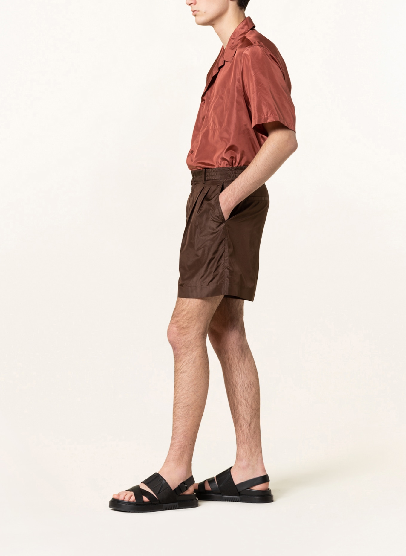 VALENTINO Silk shorts, Color: BROWN (Image 4)