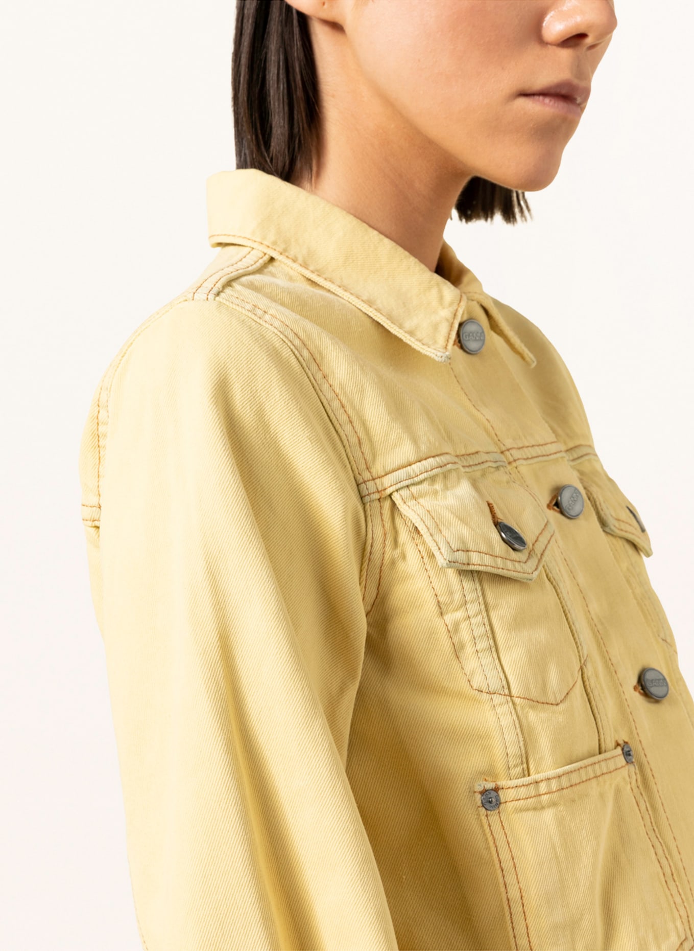 GANNI Denim jacket, Color: YELLOW (Image 4)