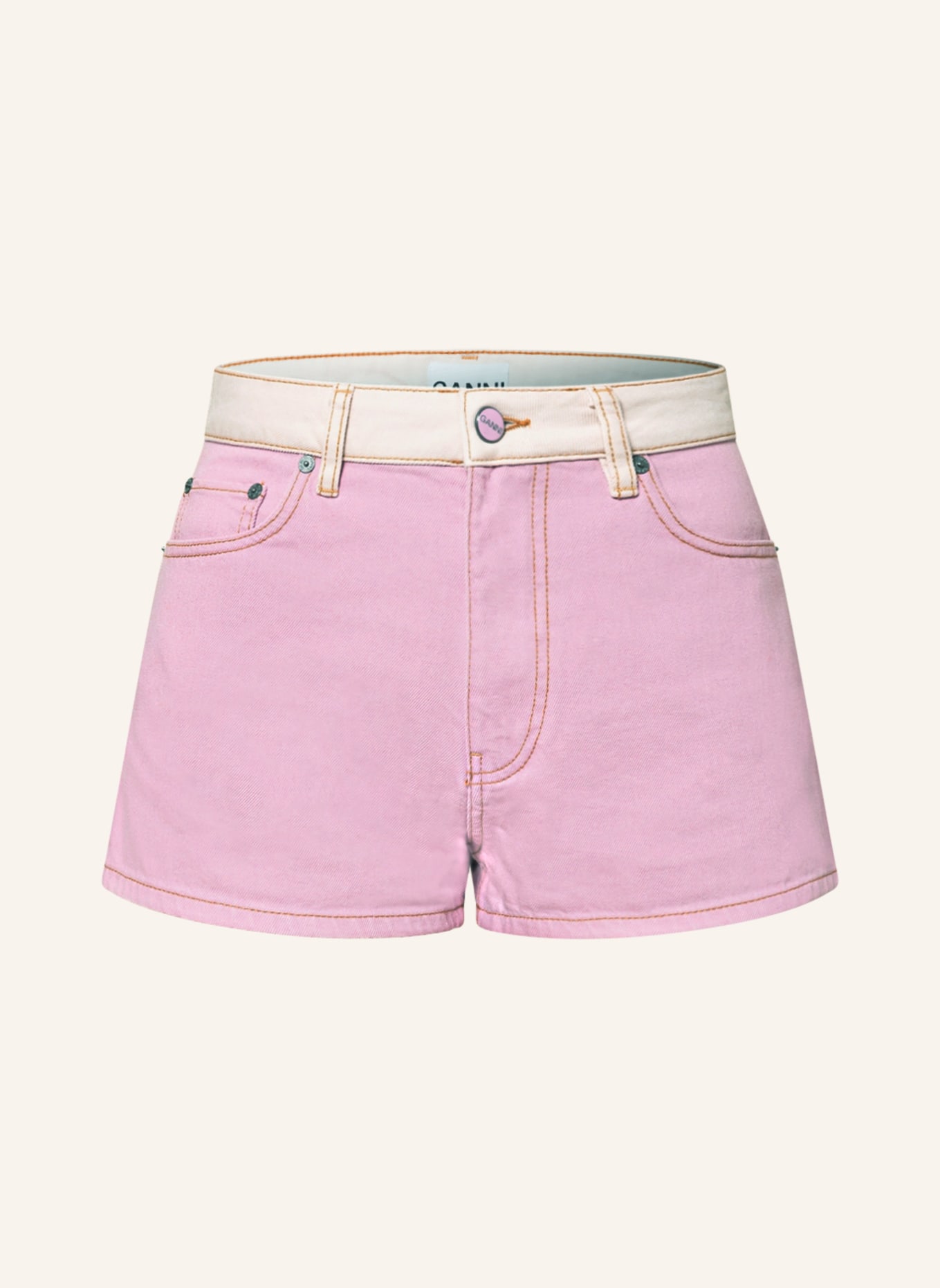 GANNI Denim shorts, Color: 428 LIGHT LILAC (Image 1)