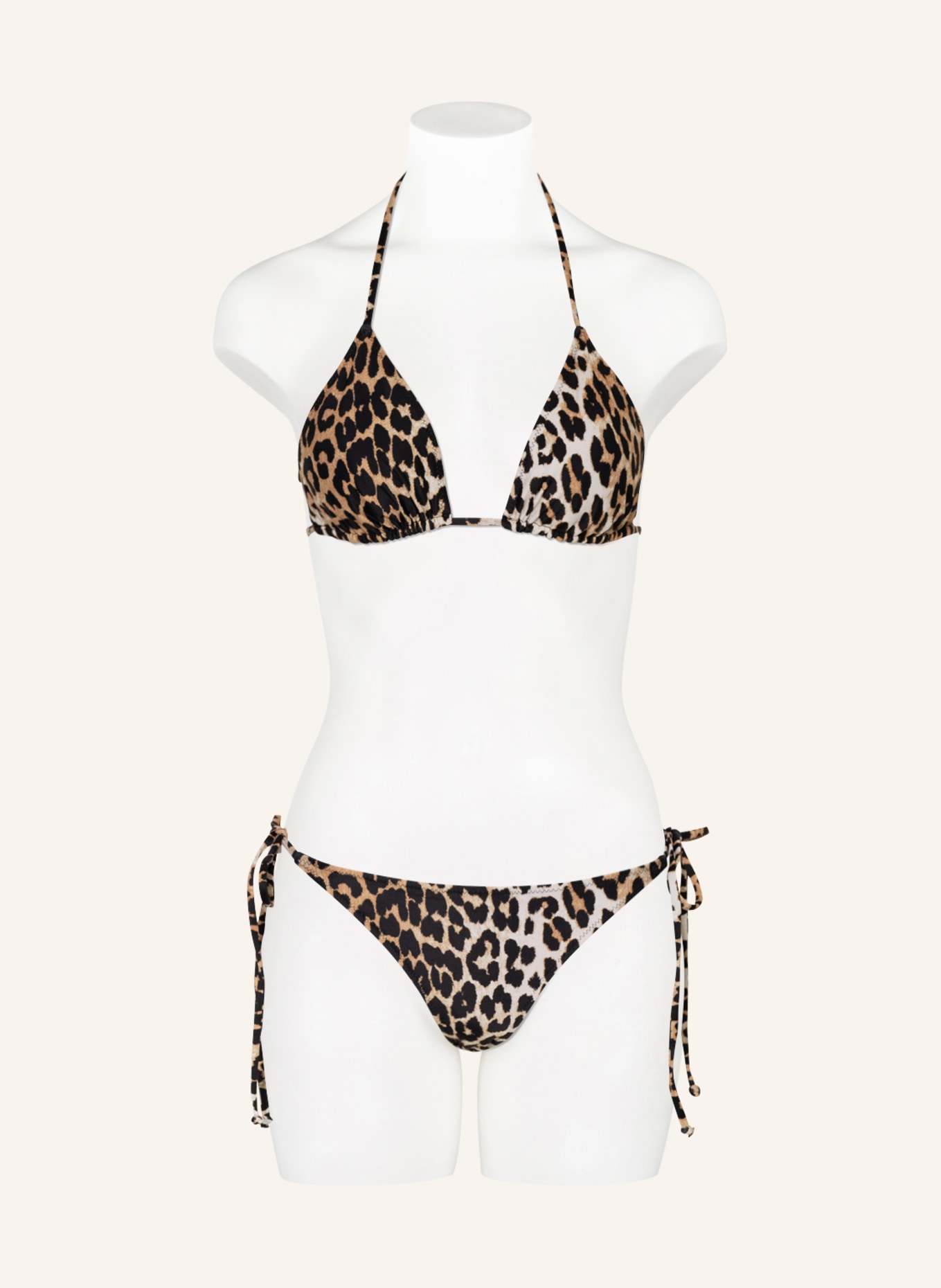 GANNI Triangle bikini top, Color: BLACK/ LIGHT BROWN (Image 2)