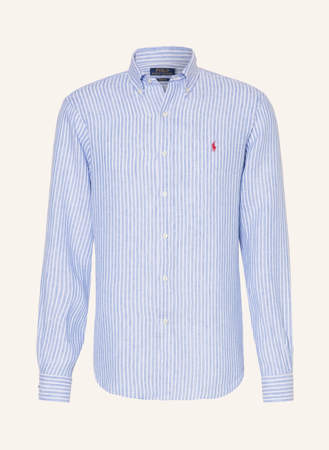 POLO RALPH LAUREN Linen shirt Custom Fit, Color: WHITE/ LIGHT BLUE (Image 1)