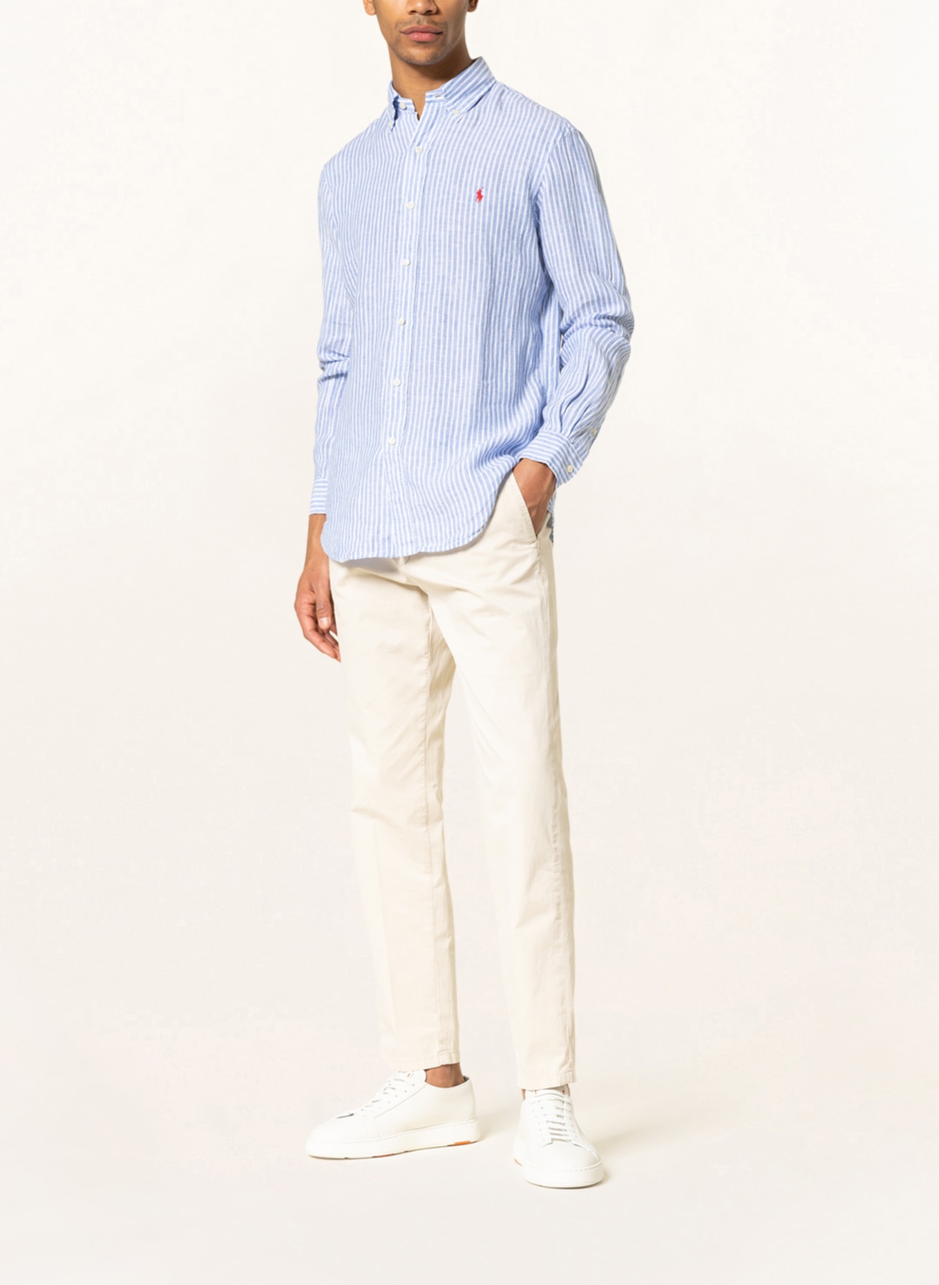 POLO RALPH LAUREN Linen shirt Custom Fit, Color: WHITE/ LIGHT BLUE (Image 2)