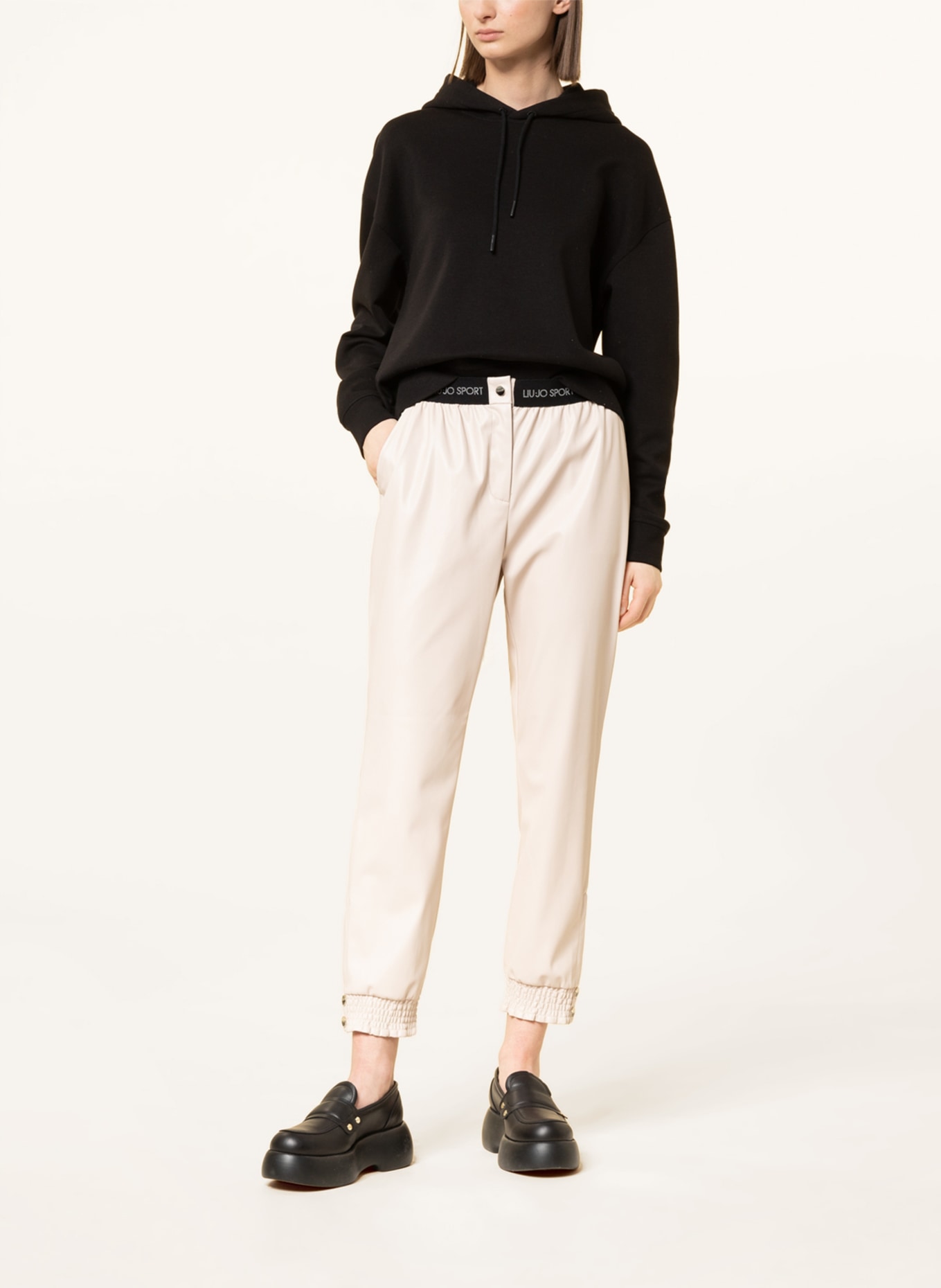 LIU JO Pants in jogger style in leather look, Color: CREAM (Image 2)