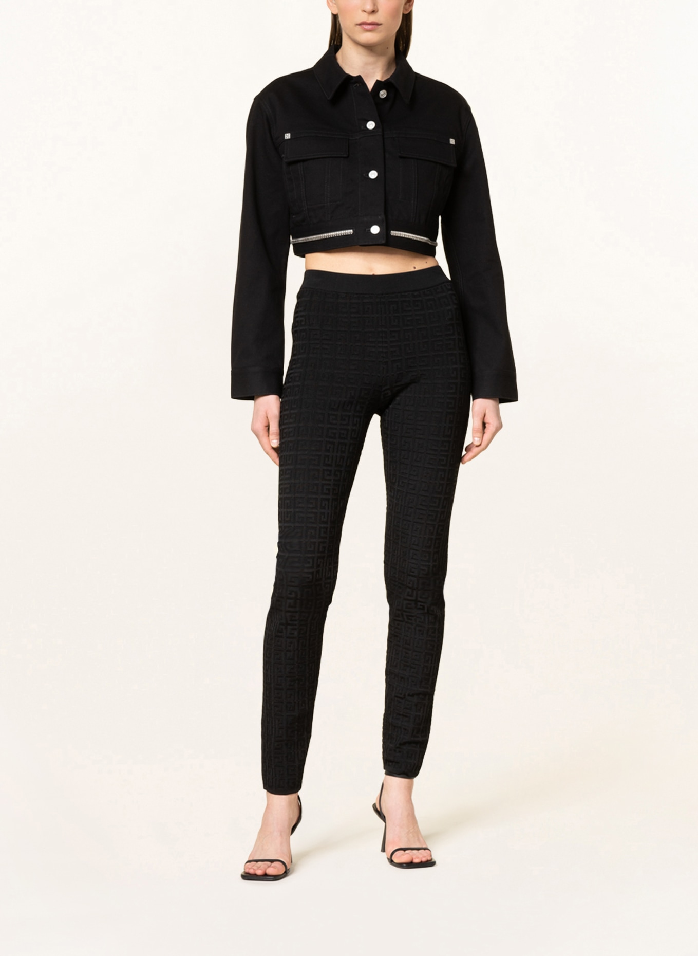 GIVENCHY Cropped denim jacket with studs, Color: BLACK (Image 2)
