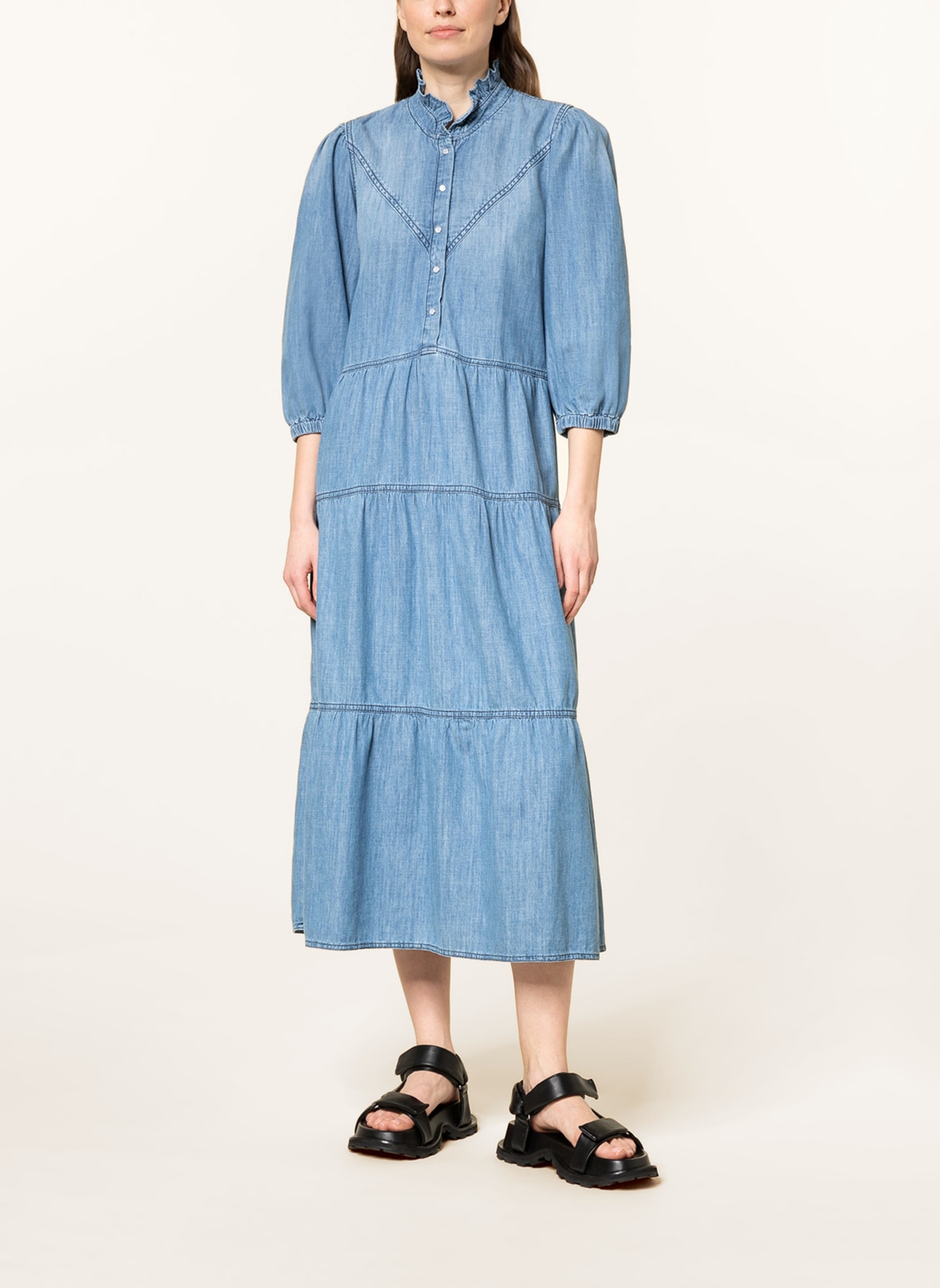 ba&sh Kleid WILLOW in Jeansoptik mit 3/4-Arm, Farbe: BLUE LIGHTUSEDBLUE (Bild 2)