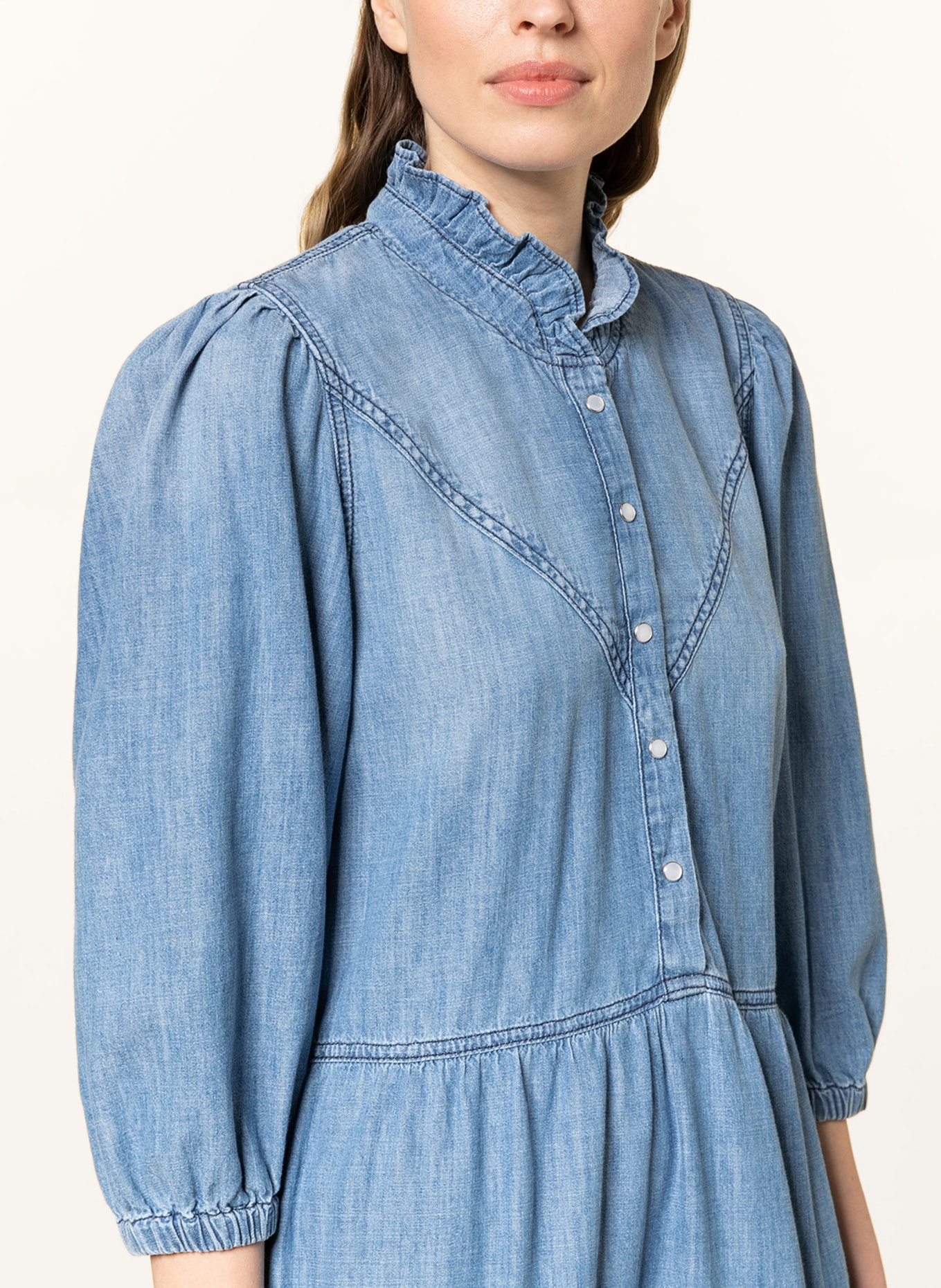 ba&sh Kleid WILLOW in Jeansoptik mit 3/4-Arm, Farbe: BLUE LIGHTUSEDBLUE (Bild 4)